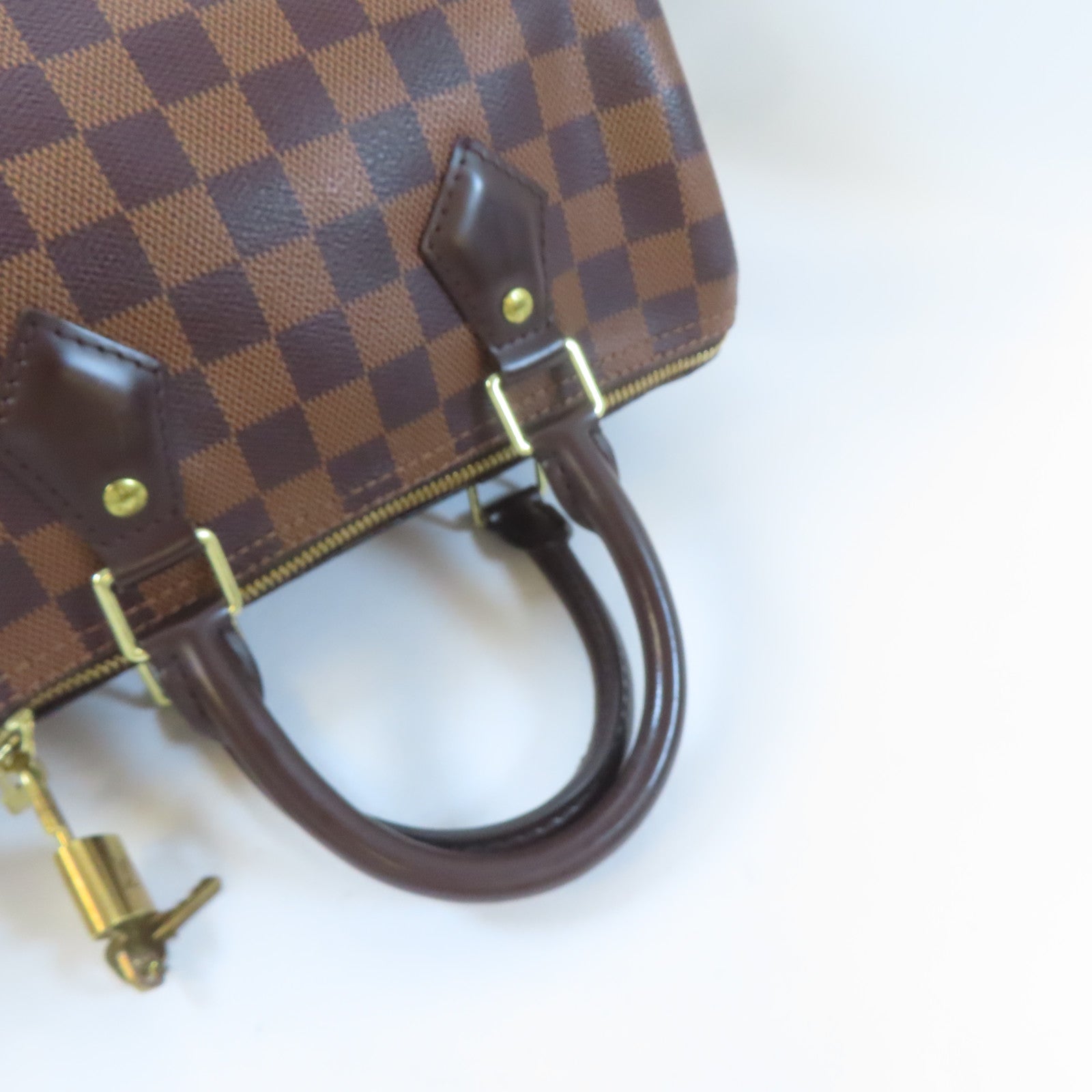 LOUIS VUITTON Damier Speedy Bandouliere 25金扣手挽肩背兩用袋啡色
