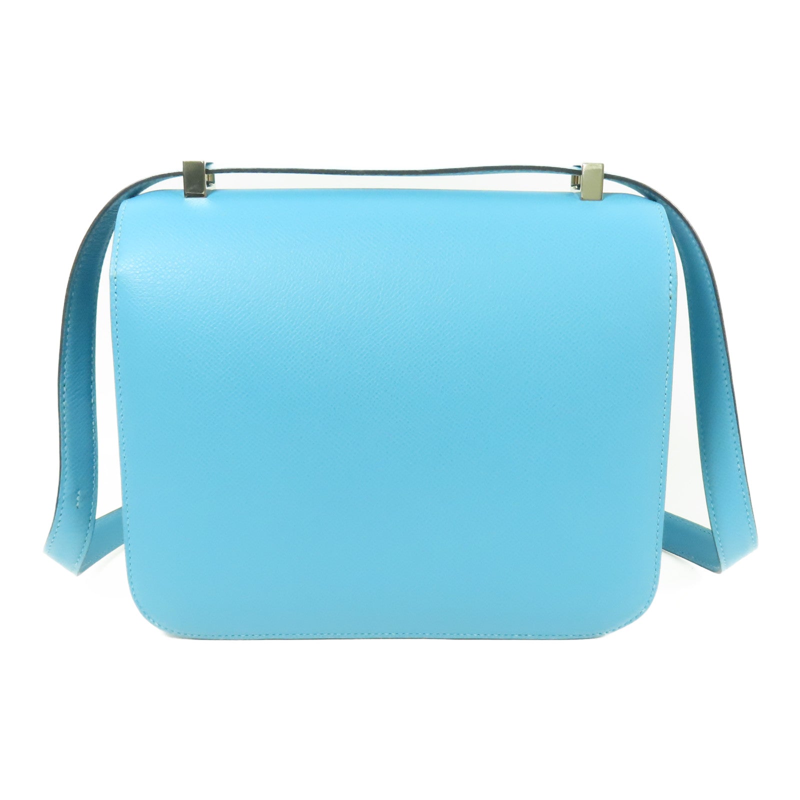 HERMES Epsom皮革Constance 24銀扣肩背袋Bleu Du Nord