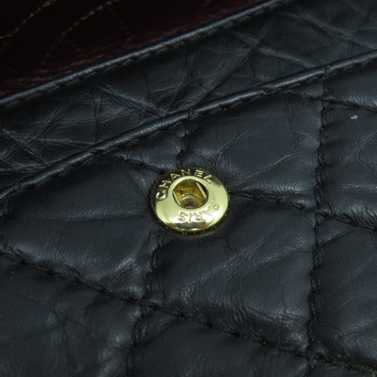 CHANEL 菱格牛皮皮革2.55 Chain Shoulder Bag金扣鏈帶肩背袋黑色