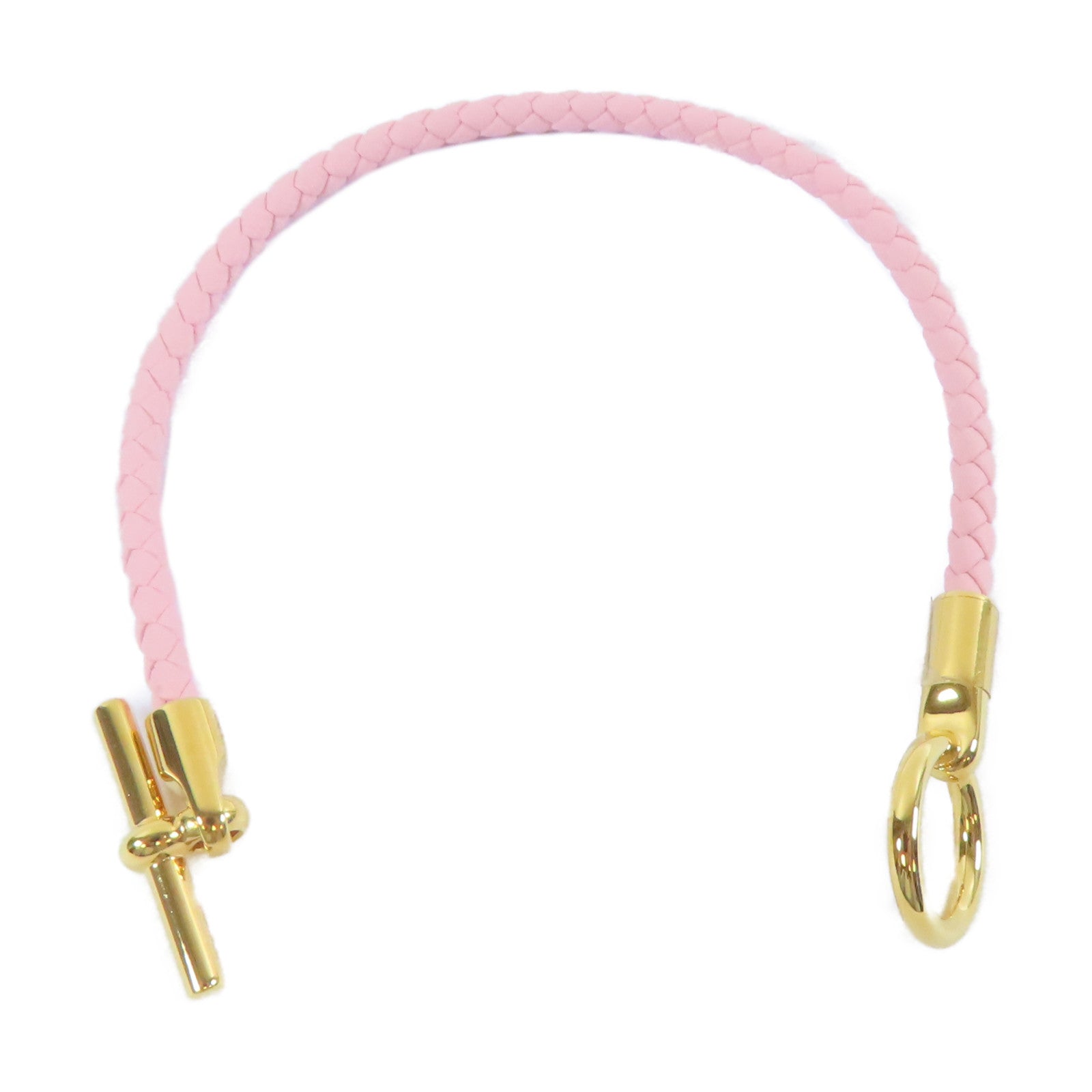 HERMES Swift皮革Glenan Bracelet金扣手鐲粉紅色#16cm