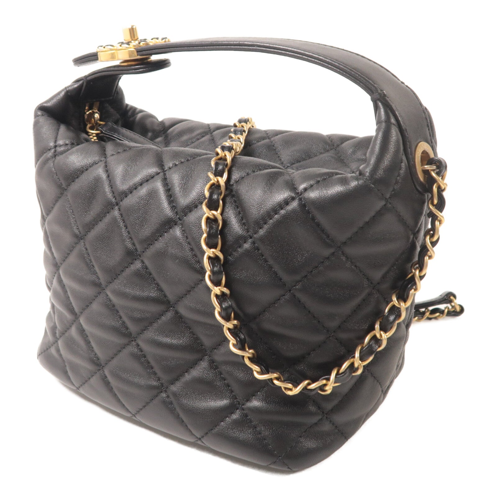 CHANEL 羊皮皮革Small Hobo鏈帶肩背袋