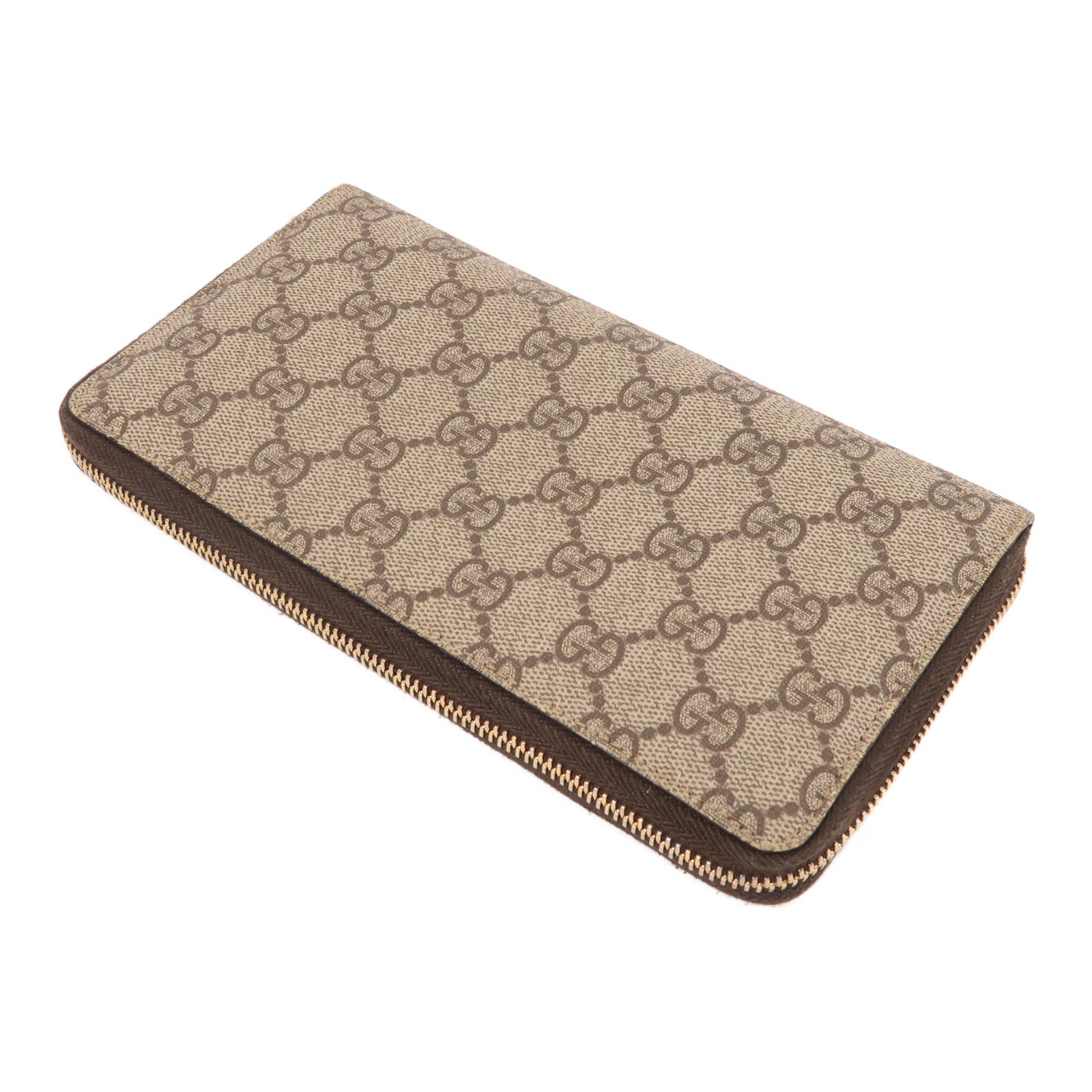 GUCCI 塗層帆布Zipper Long Wallet金扣長錢包啡色