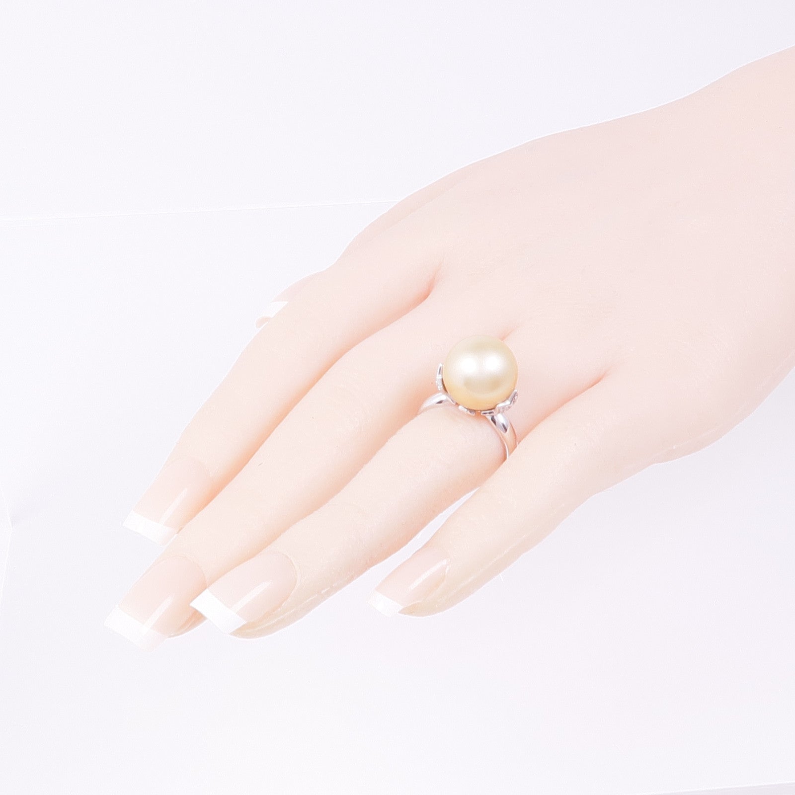 JEWELRY 【激減優惠】18K白金Pearl Diamond Ring珍珠鑽石戒指US#6