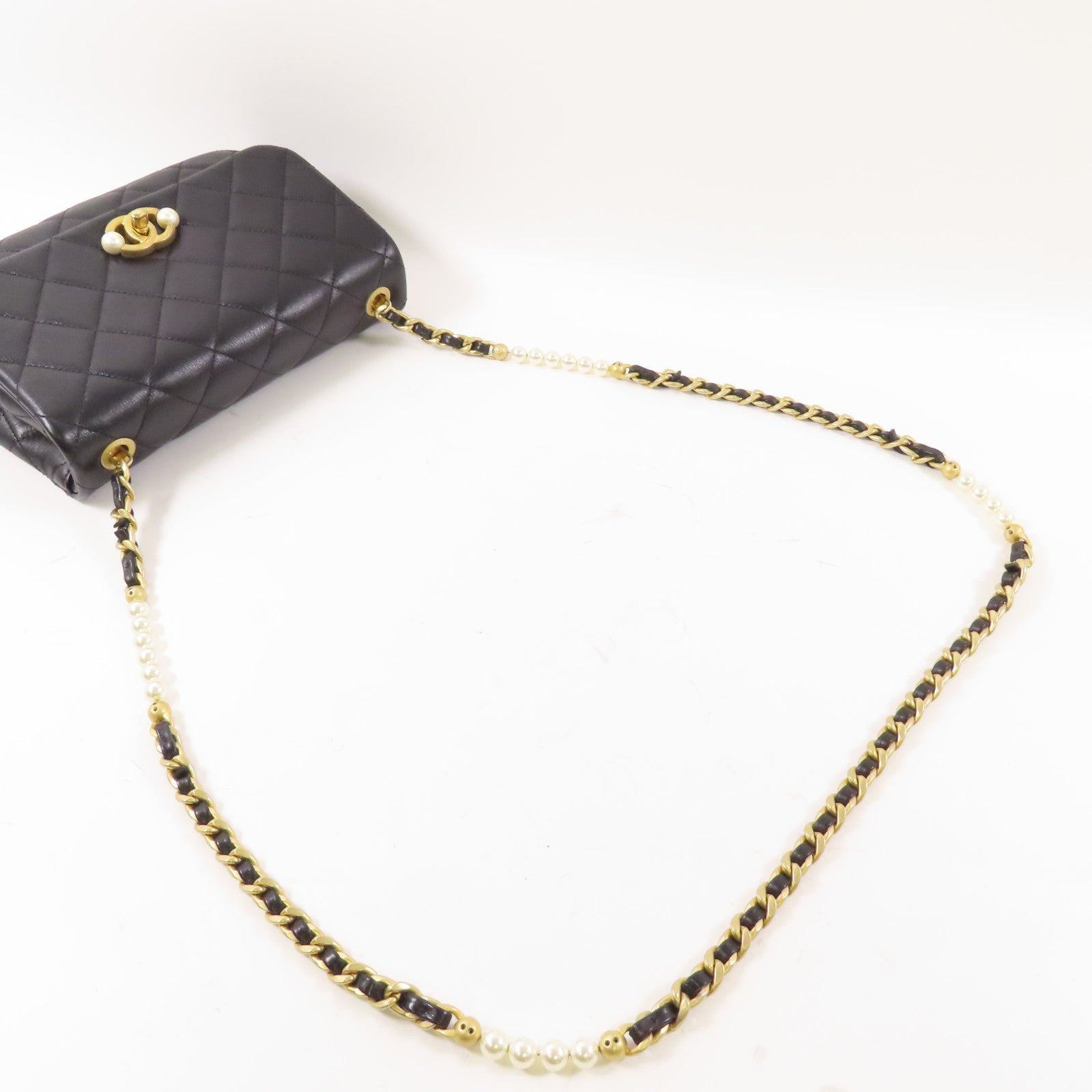 CHANEL 【激減優惠】牛皮皮革Chain Shoulder金扣鏈帶肩背袋