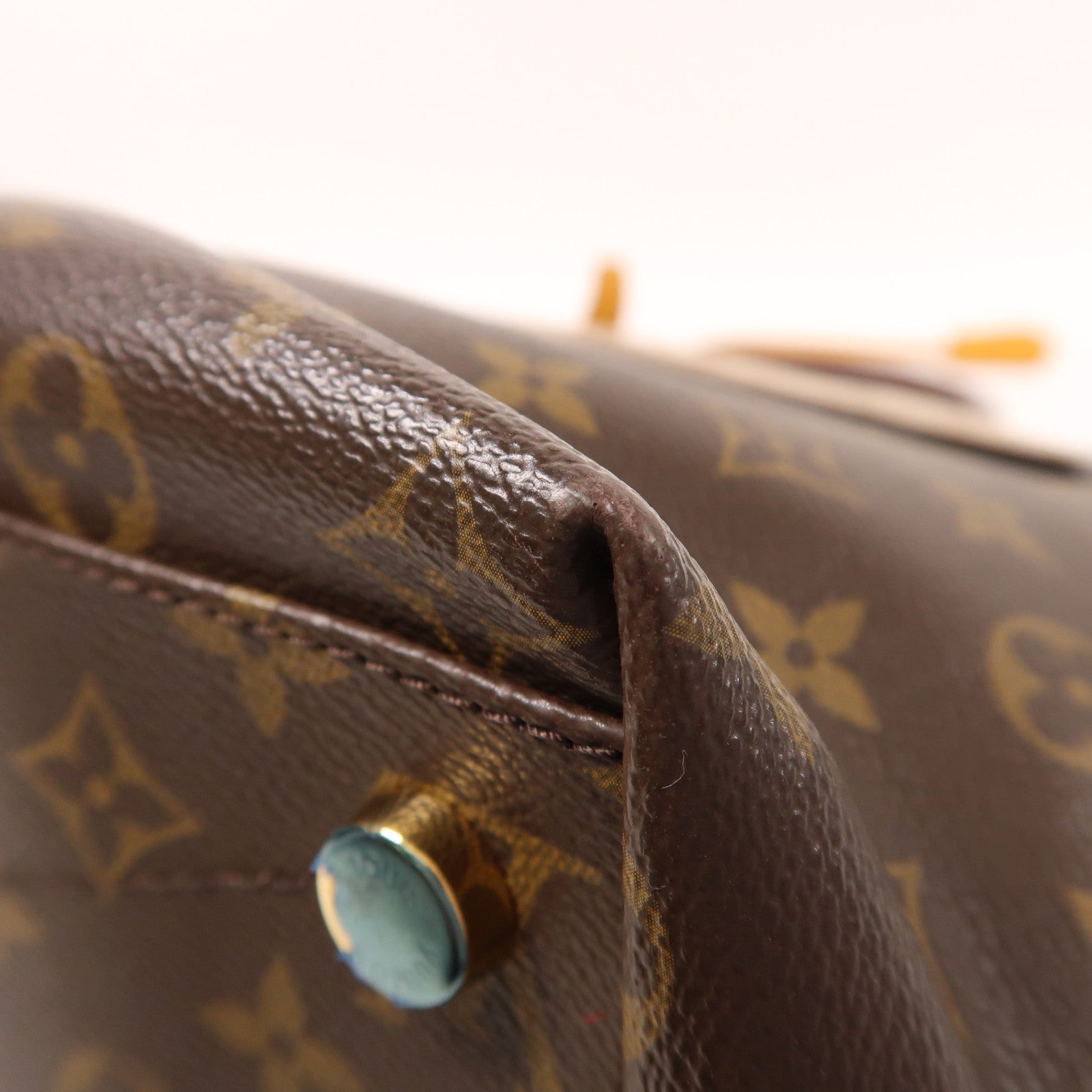 LOUIS VUITTON Monogram/鴕鳥皮革Hand Bag金扣手挽袋