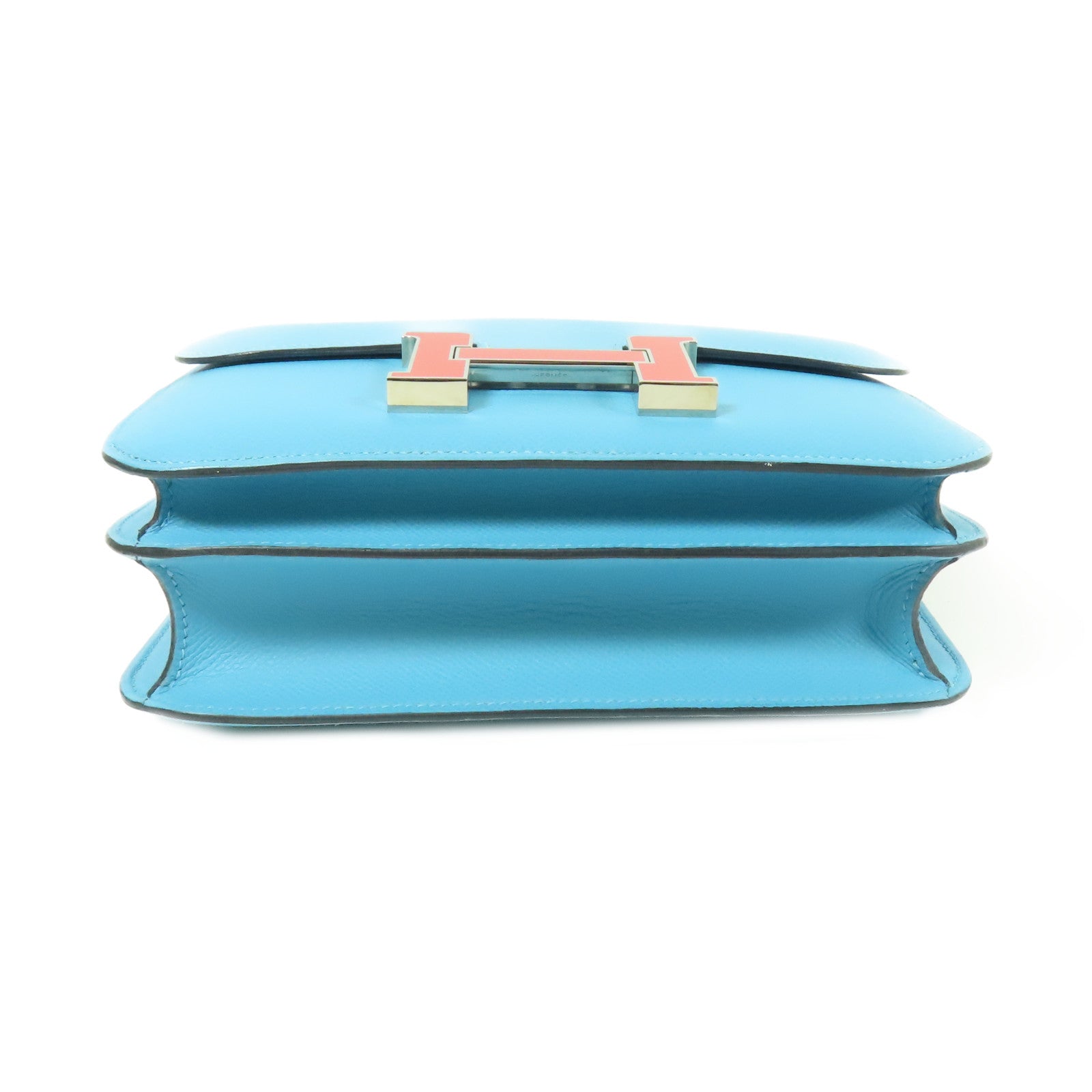 HERMES Epsom皮革Constance 24銀扣肩背袋Bleu Du Nord