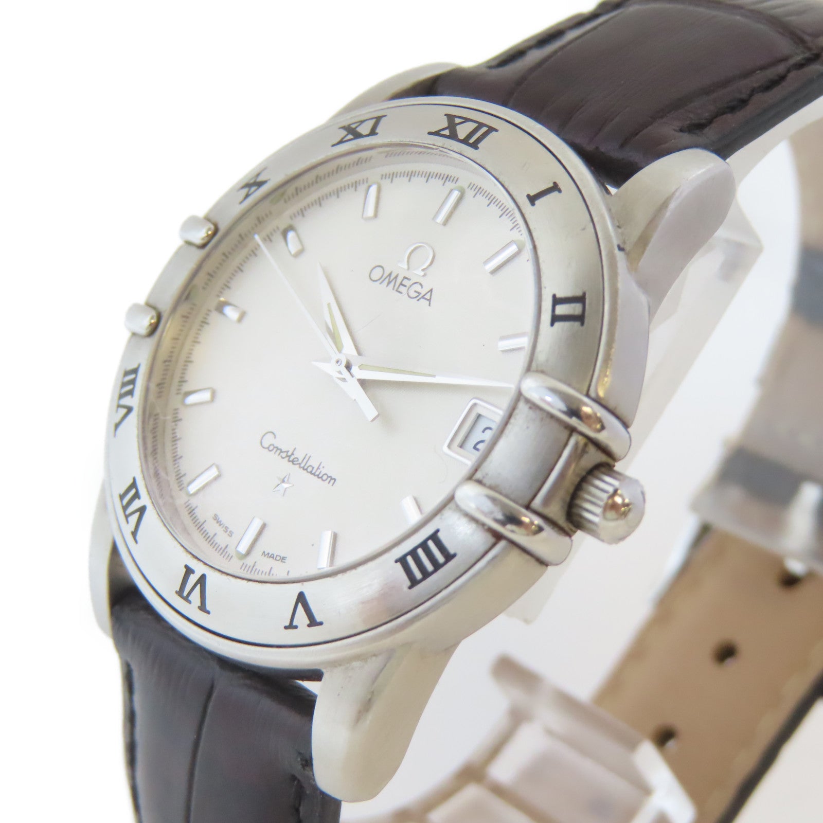 OMEGA Constellation不鏽鋼手錶石英機芯白色#18.25cm