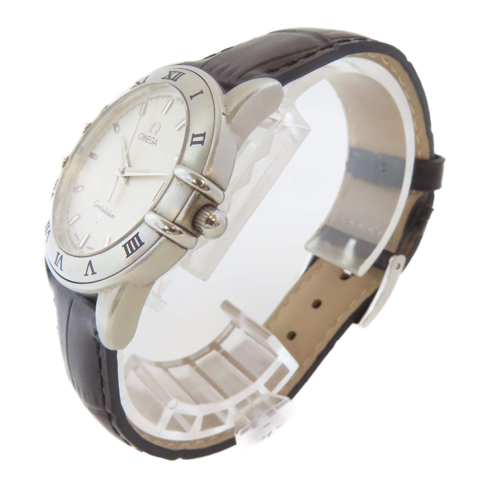 OMEGA Constellation不鏽鋼手錶石英機芯白色#18.25cm