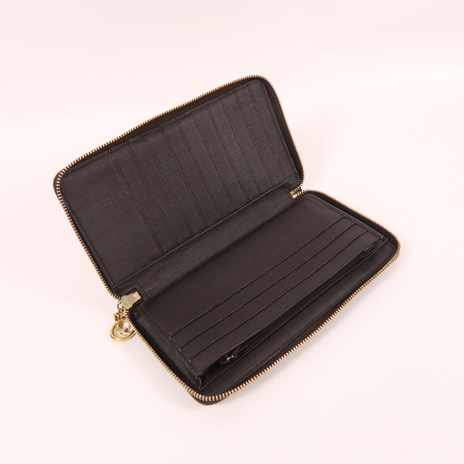 GUCCI 塗層帆布Zipper Long Wallet金扣長錢包啡色