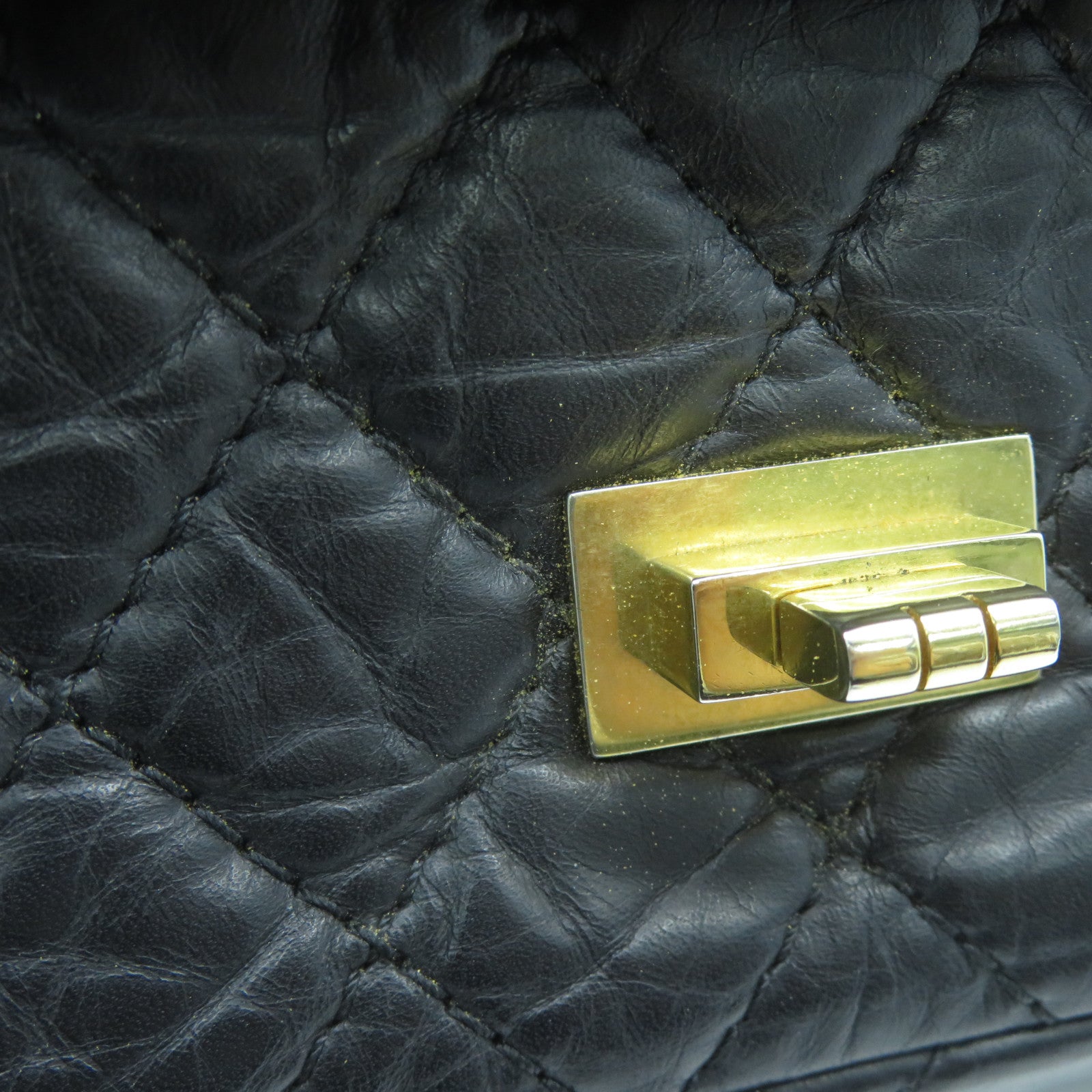CHANEL 菱格牛皮皮革2.55 Chain Shoulder Bag金扣鏈帶肩背袋黑色