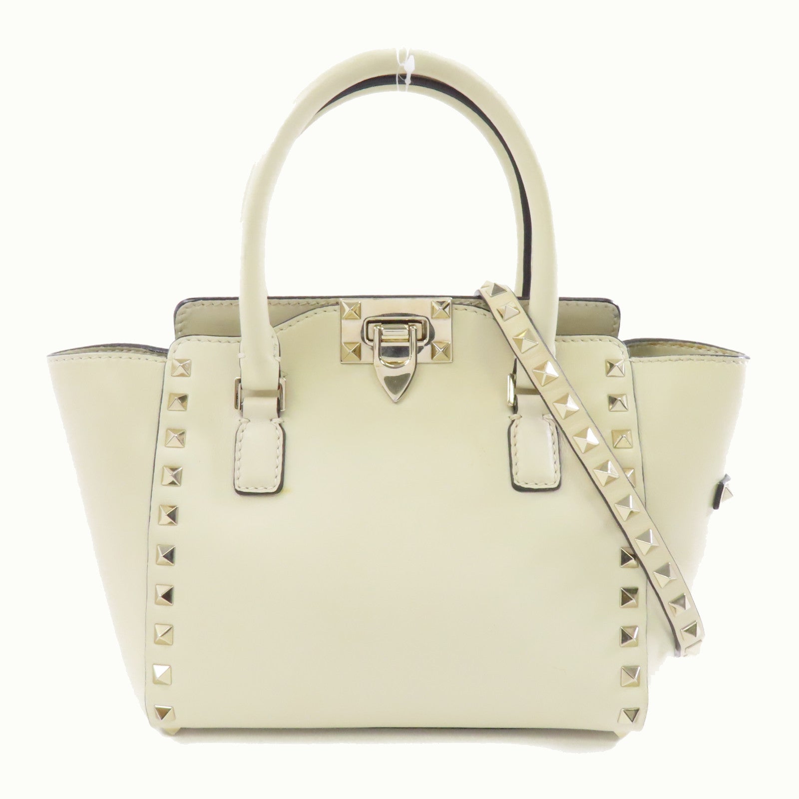Valentino 牛皮皮革2 Way Shoulder金扣手挽肩背兩用袋白色