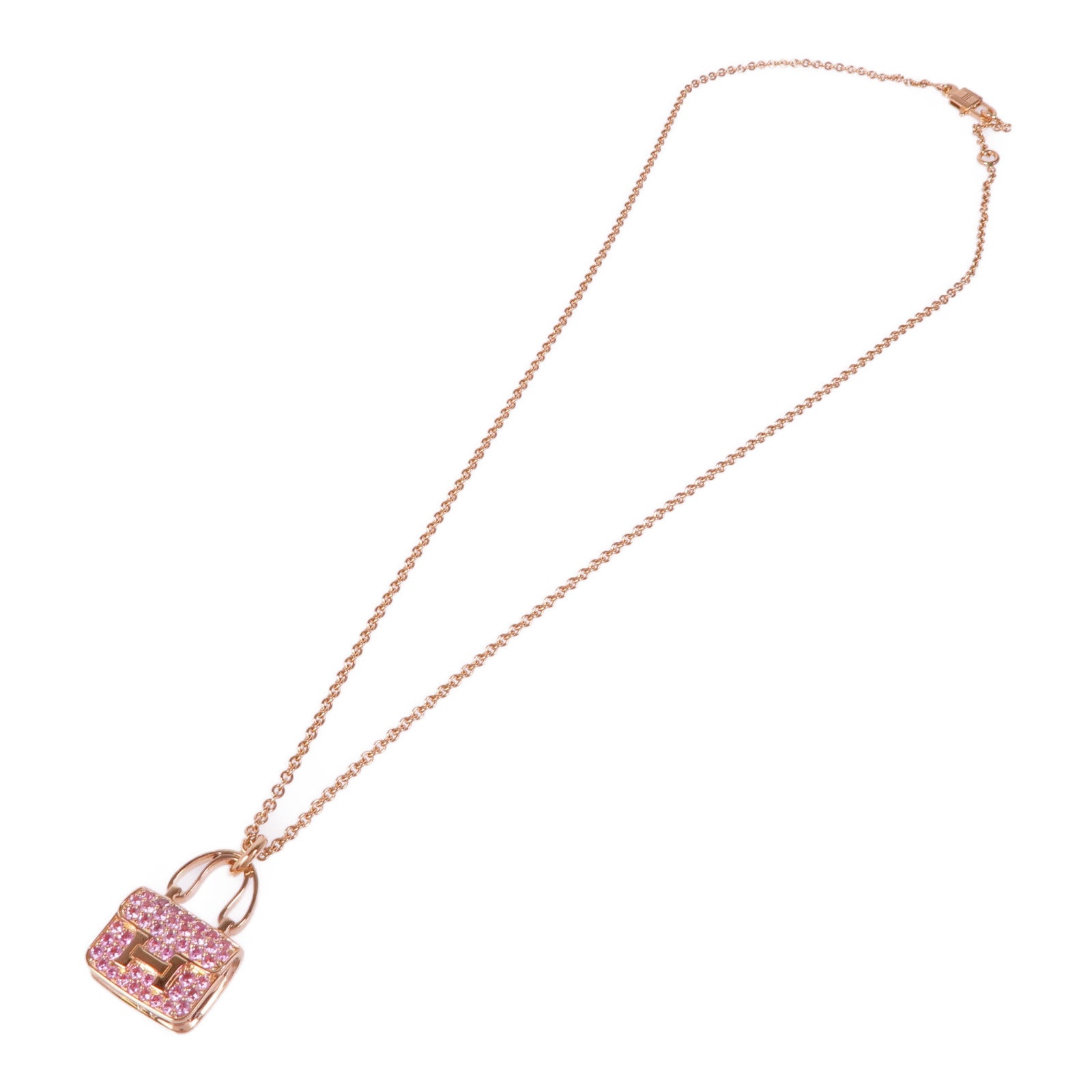 HERMES 【激減優惠】18K玫瑰金Amulettes Constance Pendant粉紅色藍寶石吊墜