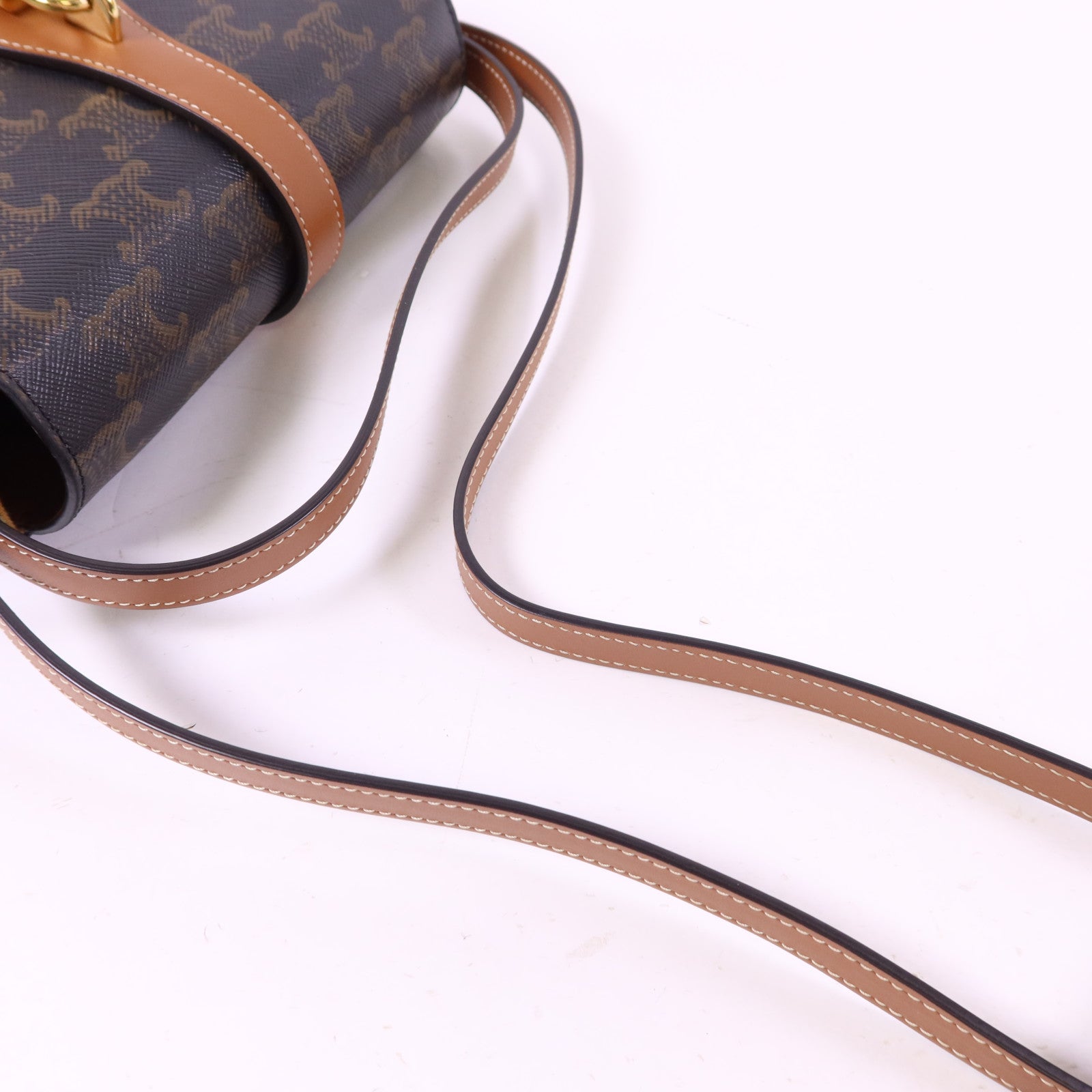 CELINE 塗層帆布Clutch On Strap Bag金扣手挽肩背兩用袋