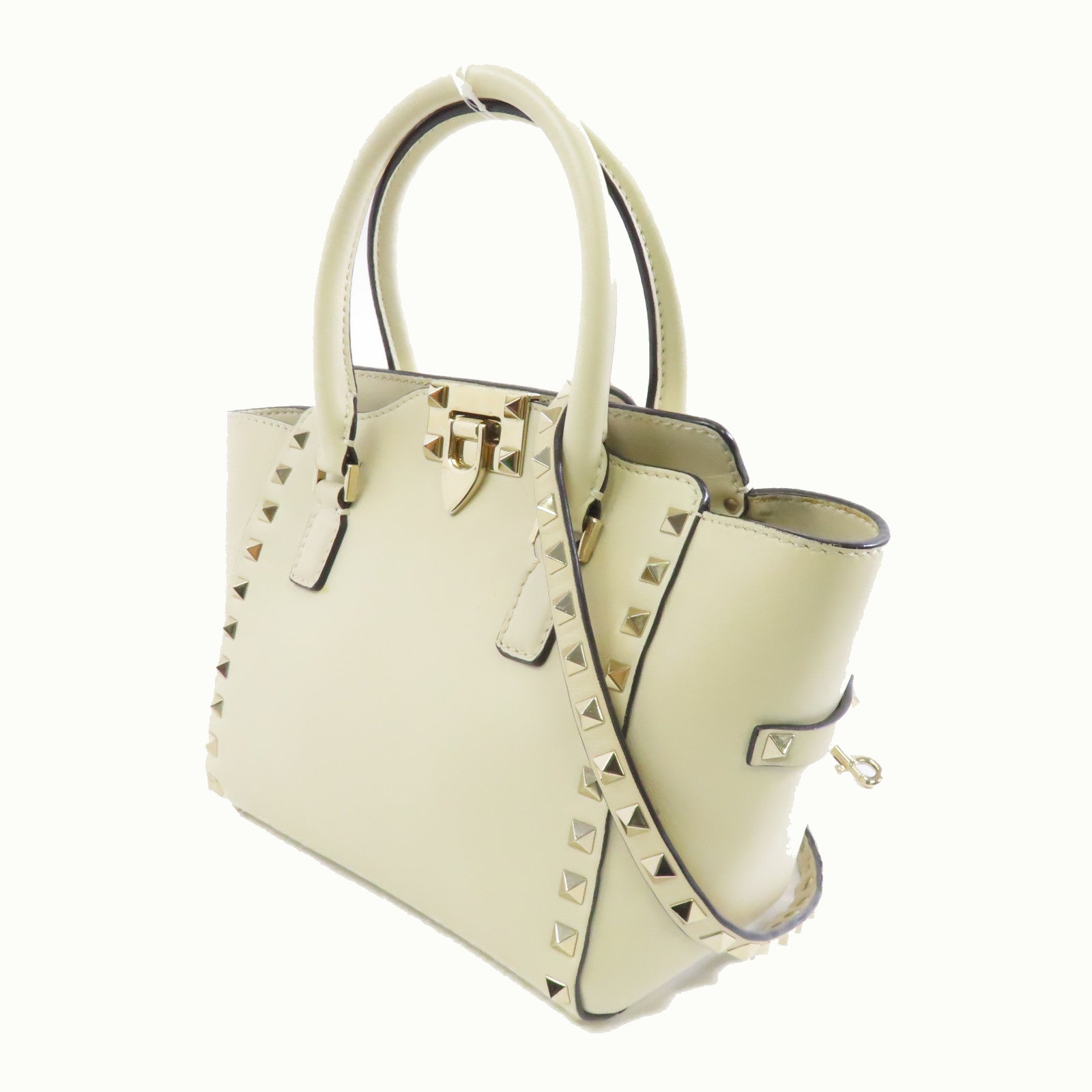 Valentino 牛皮皮革2 Way Shoulder金扣手挽肩背兩用袋白色