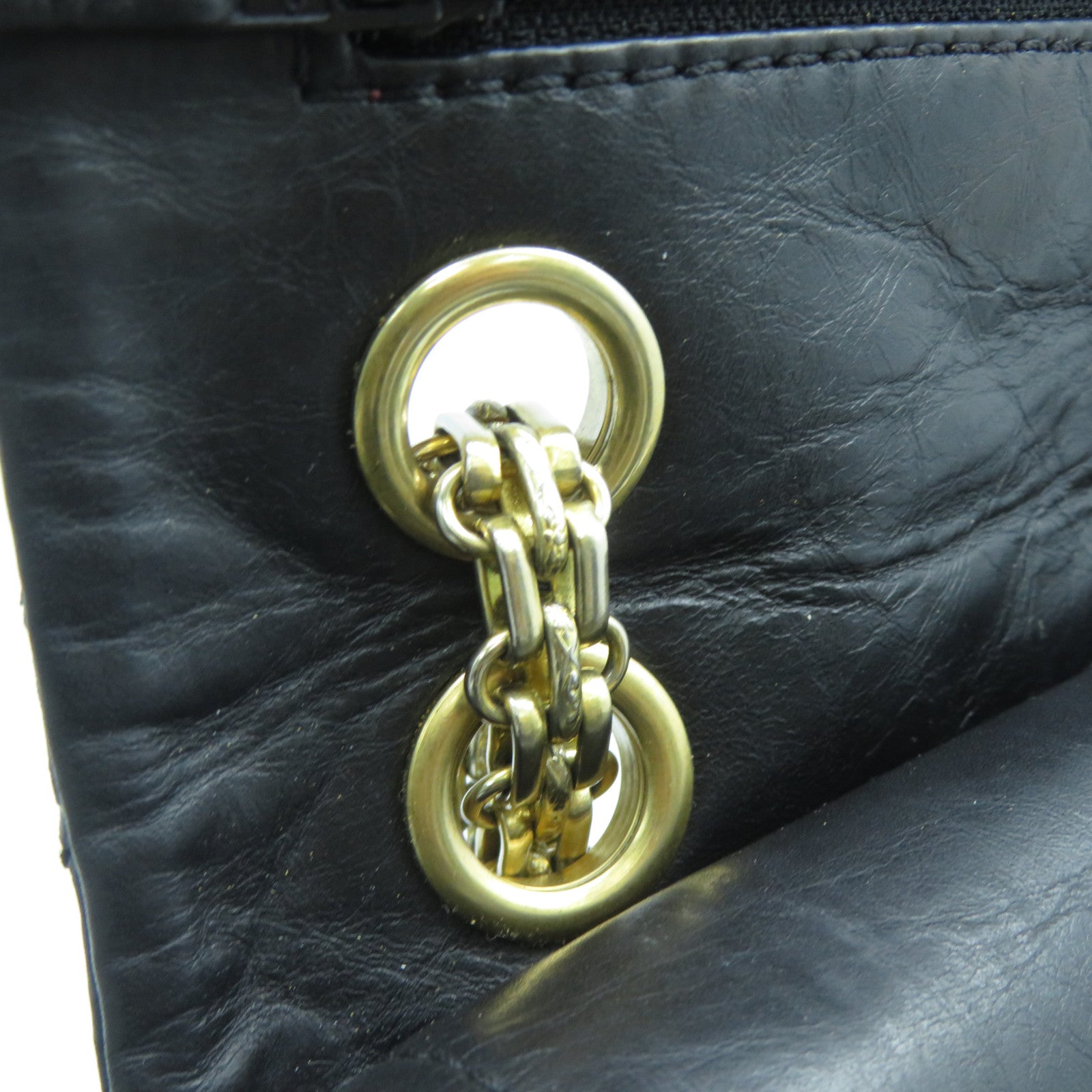 CHANEL 菱格牛皮皮革2.55 Chain Shoulder Bag金扣鏈帶肩背袋黑色