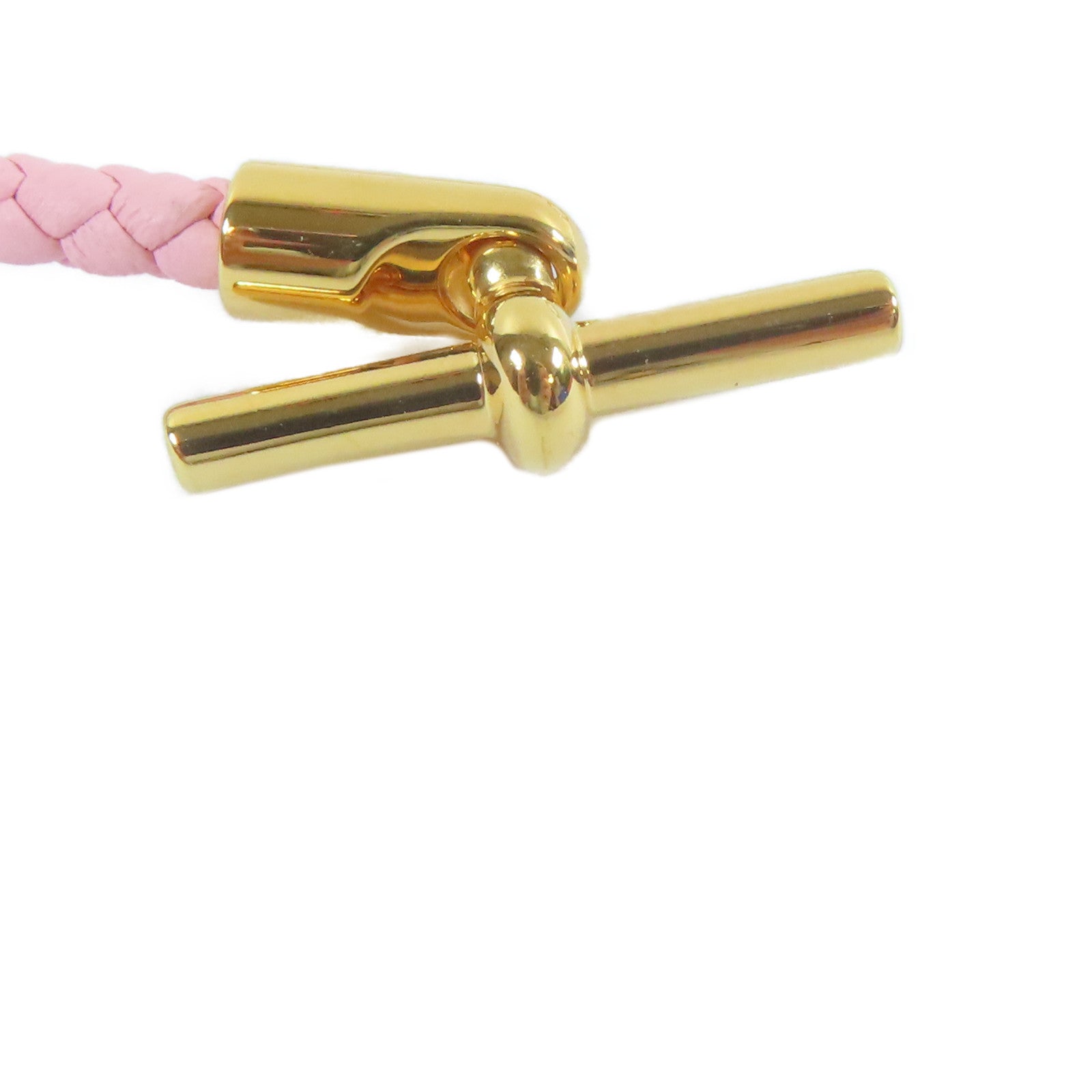 HERMES Swift皮革Glenan Bracelet金扣手鐲粉紅色#16cm