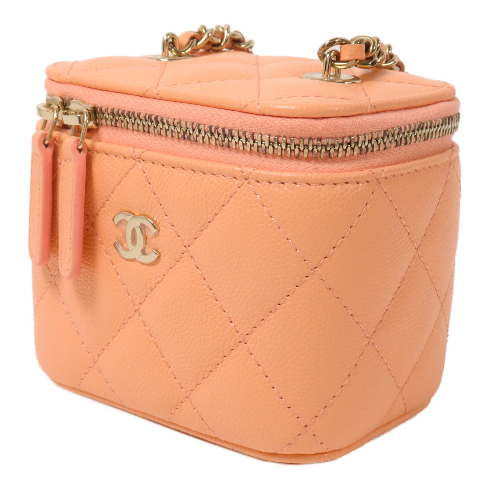 CHANEL 牛皮皮革Vanity Case鏈帶肩背袋