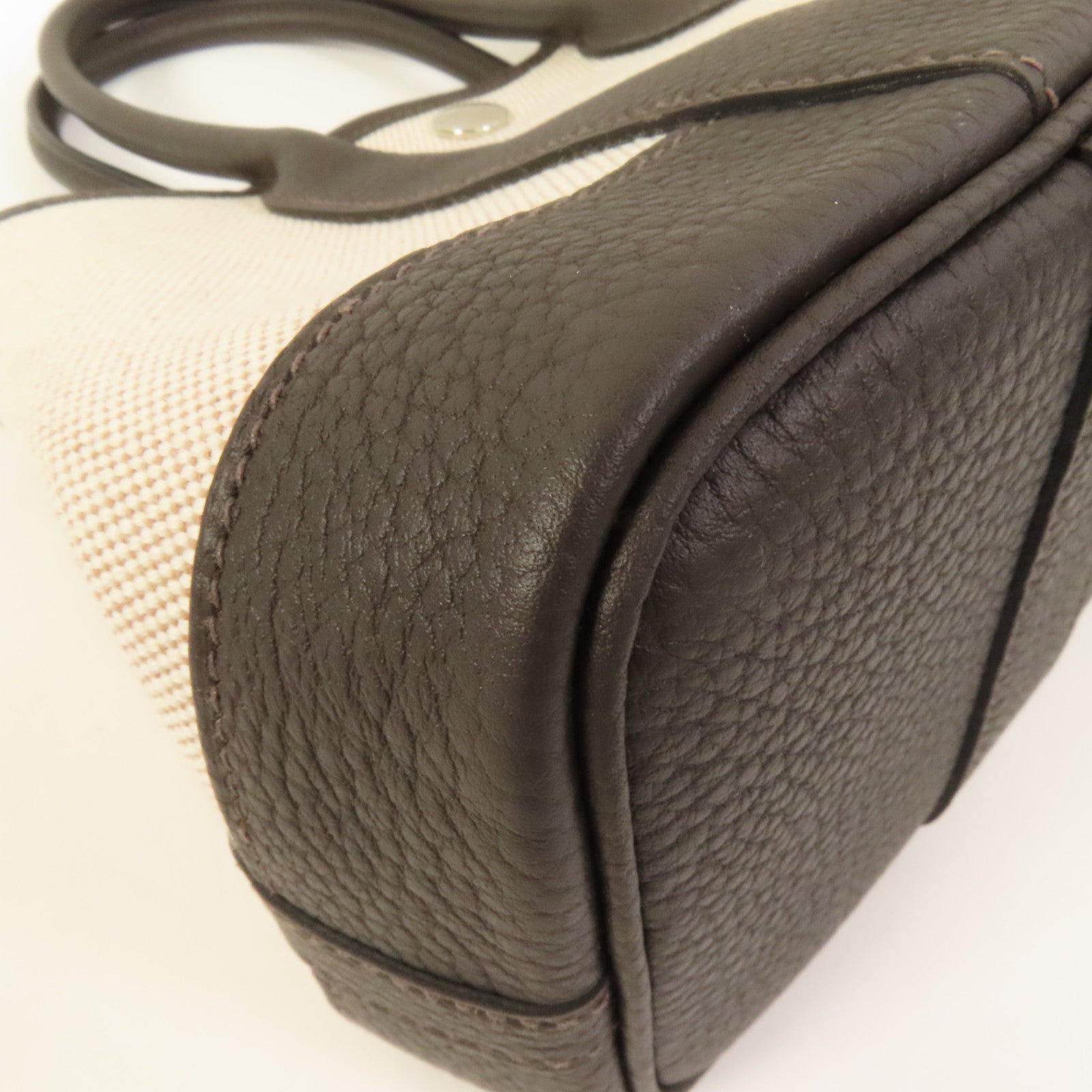 HERMES 帆布Garden Party 23銀扣手挽袋Ebene