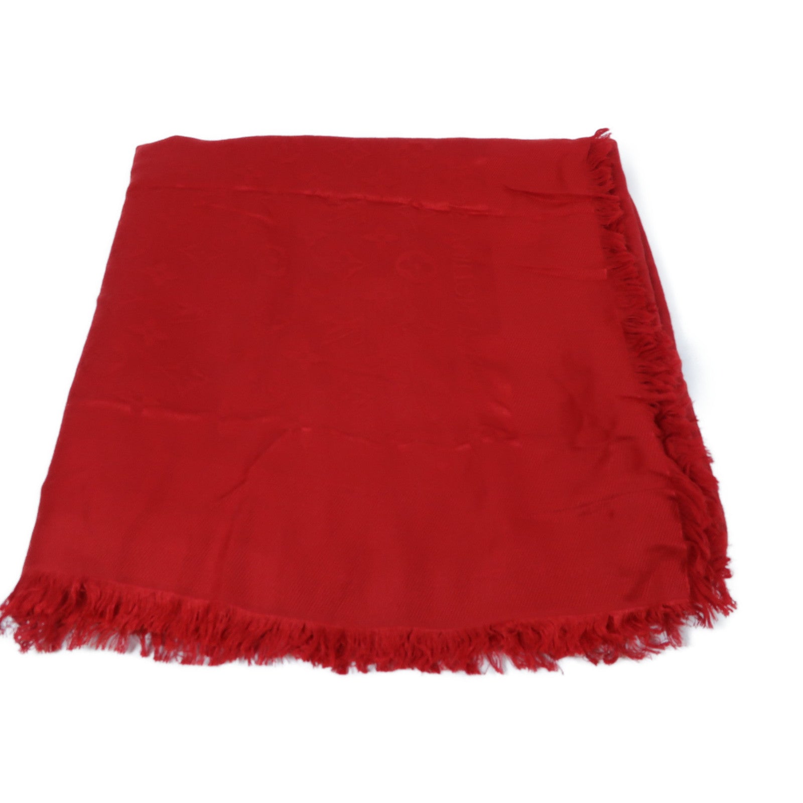 LOUIS VUITTON 絲質/羊毛Monogram Shawl Scarf 140x140圍巾紅色
