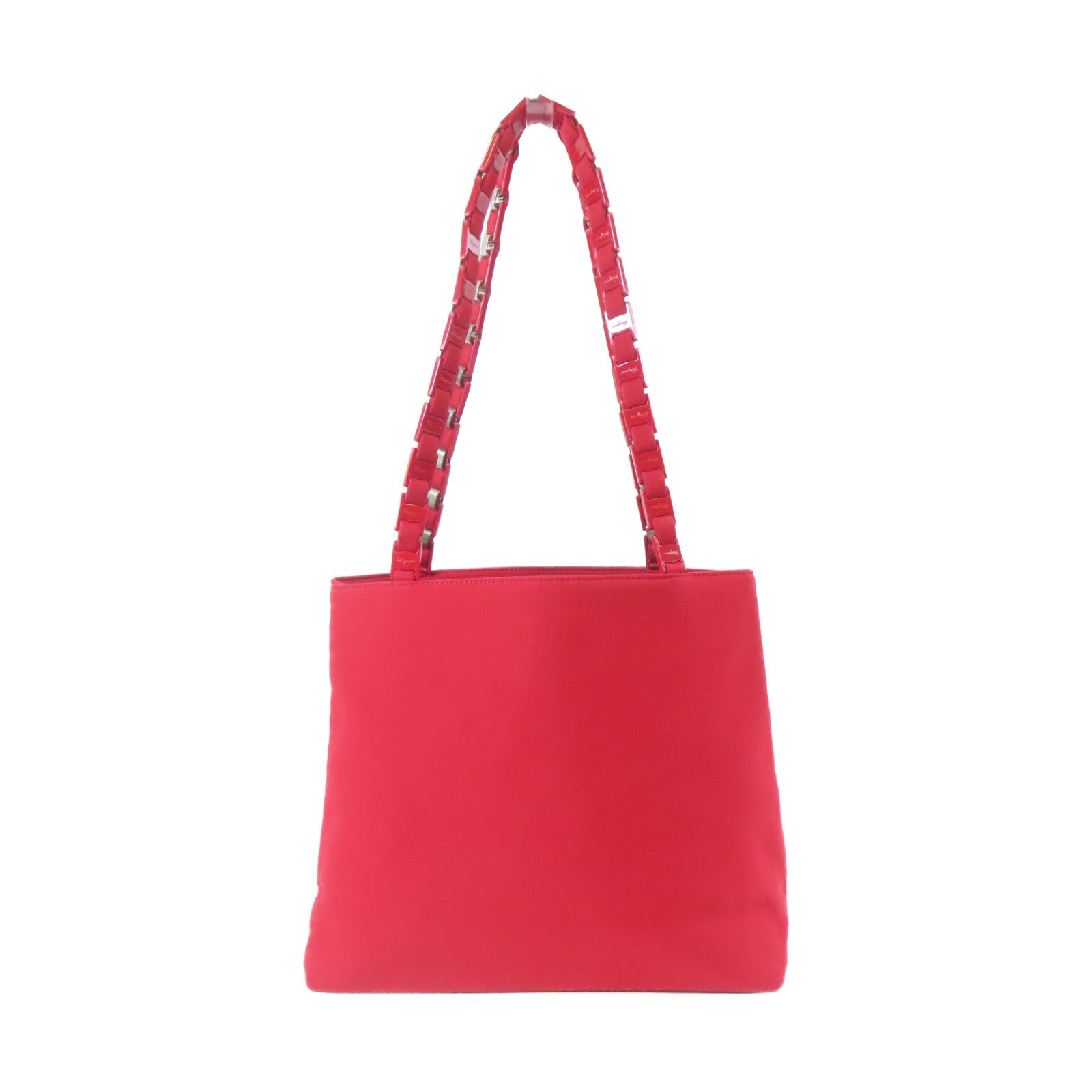 Salvatore Ferragamo 帆布Shoulder Bag銀扣肩背袋紅色