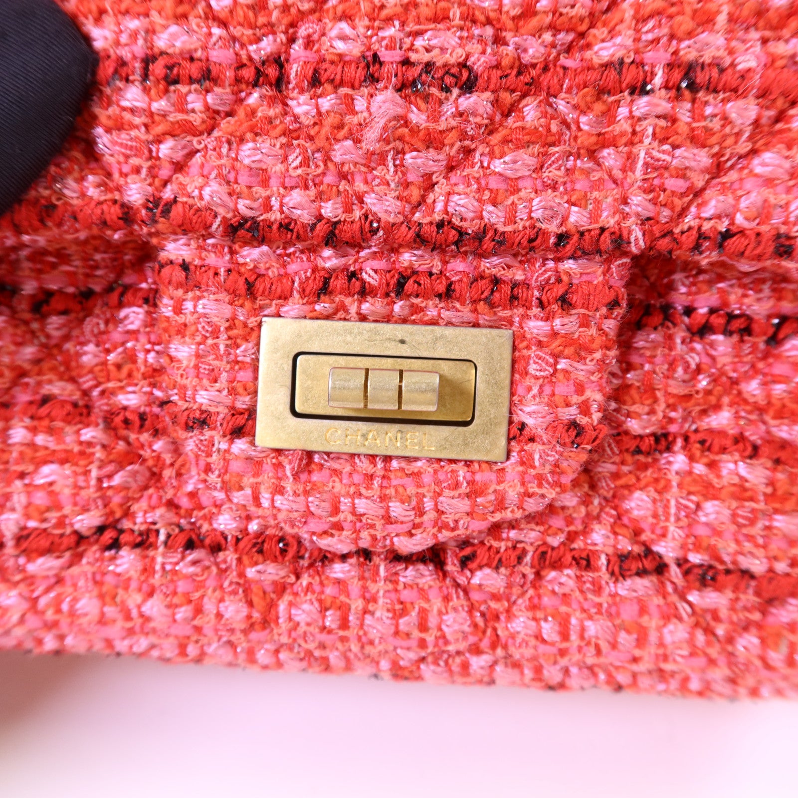 CHANEL 斜紋軟呢Mini Reissue 2.55金扣鏈帶肩背袋