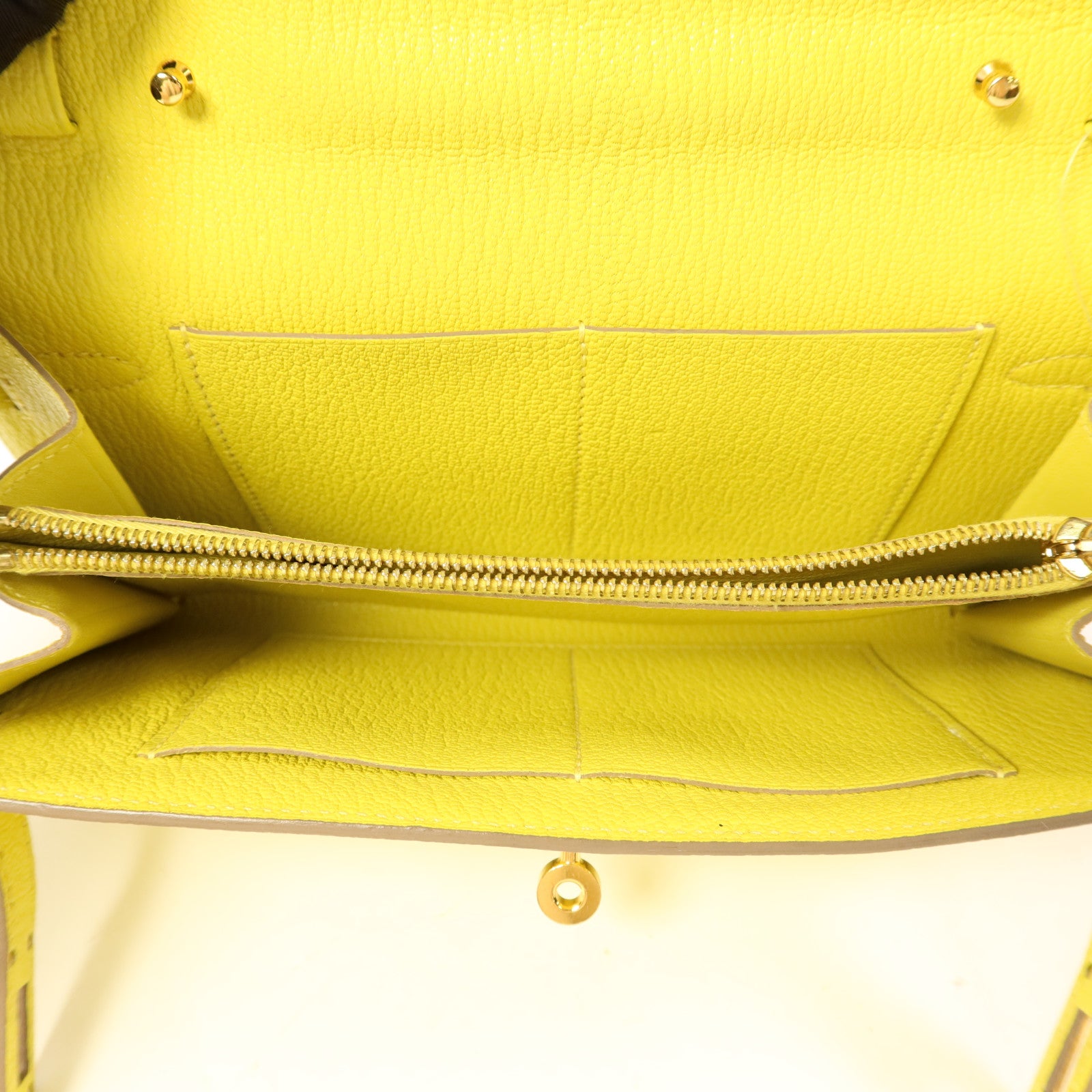 HERMES Chevre皮革Kelly To Go金扣肩背袋Lime