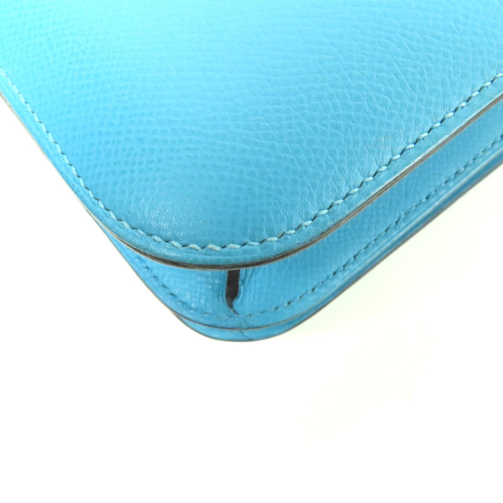 HERMES Epsom皮革Constance 24銀扣肩背袋Bleu Du Nord