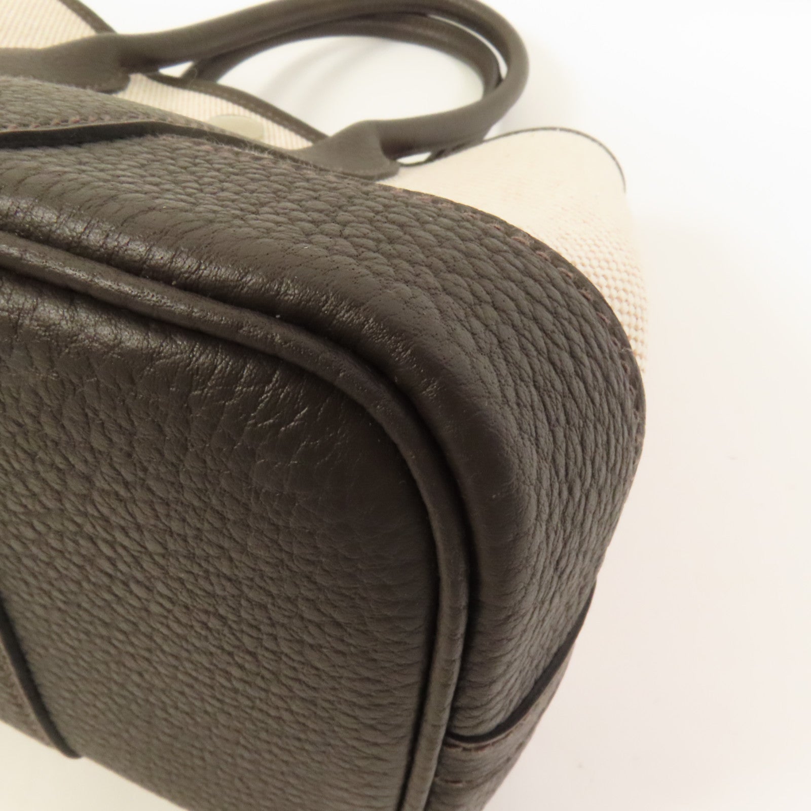 HERMES 帆布Garden Party 23銀扣手挽袋Ebene