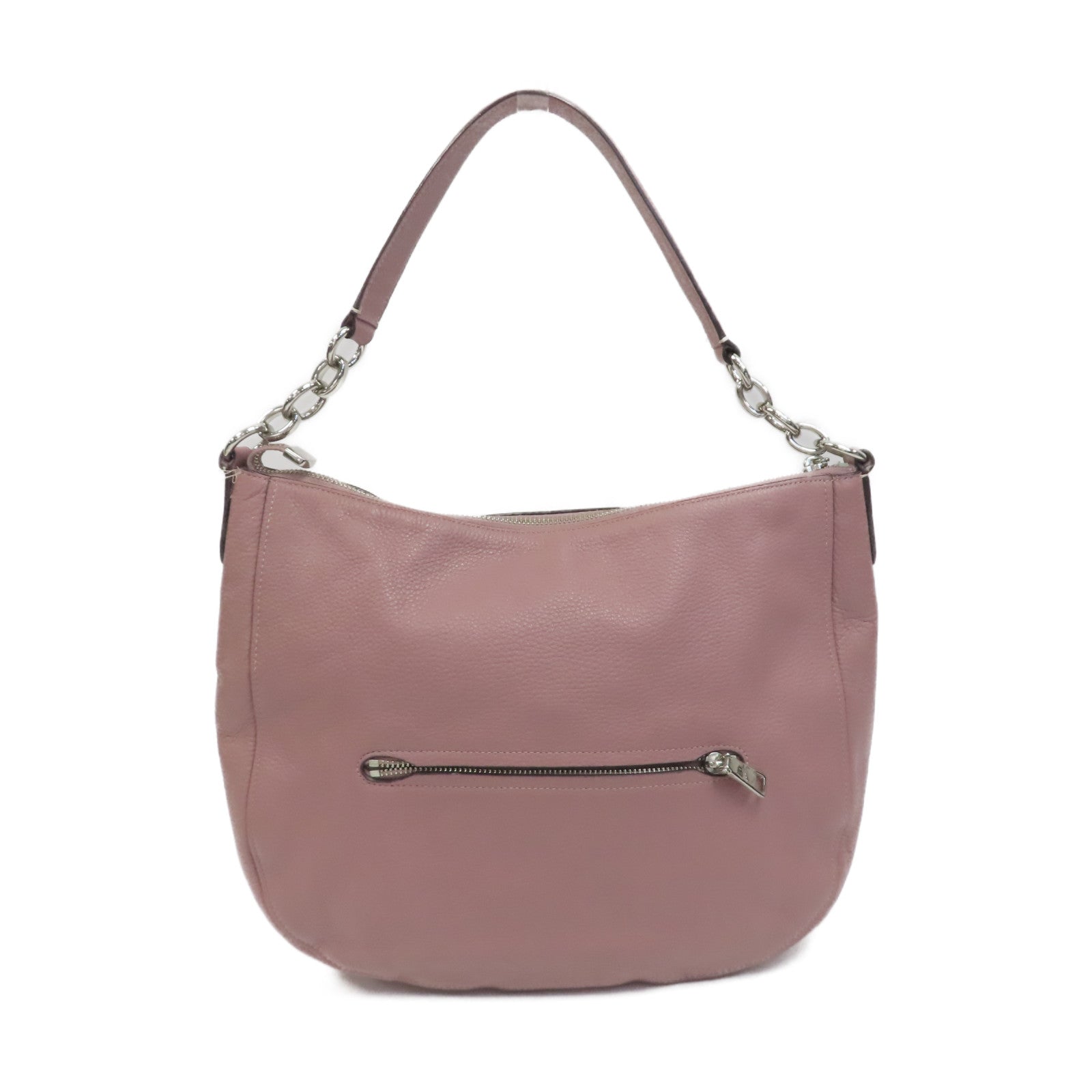 COACH 牛皮皮革Shoulder Bag銀扣手挽肩背兩用袋粉紅色