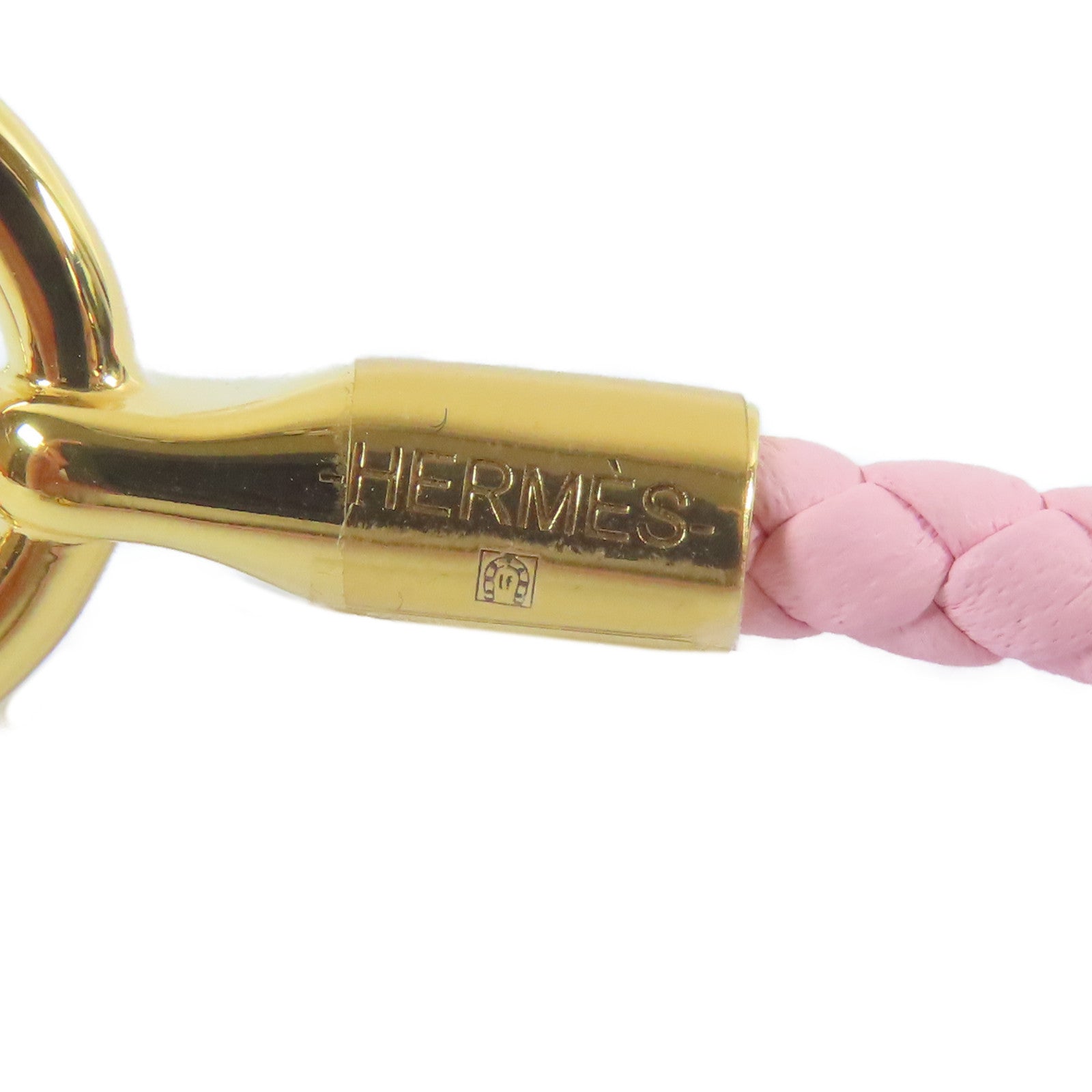 HERMES Swift皮革Glenan Bracelet金扣手鐲粉紅色#16cm