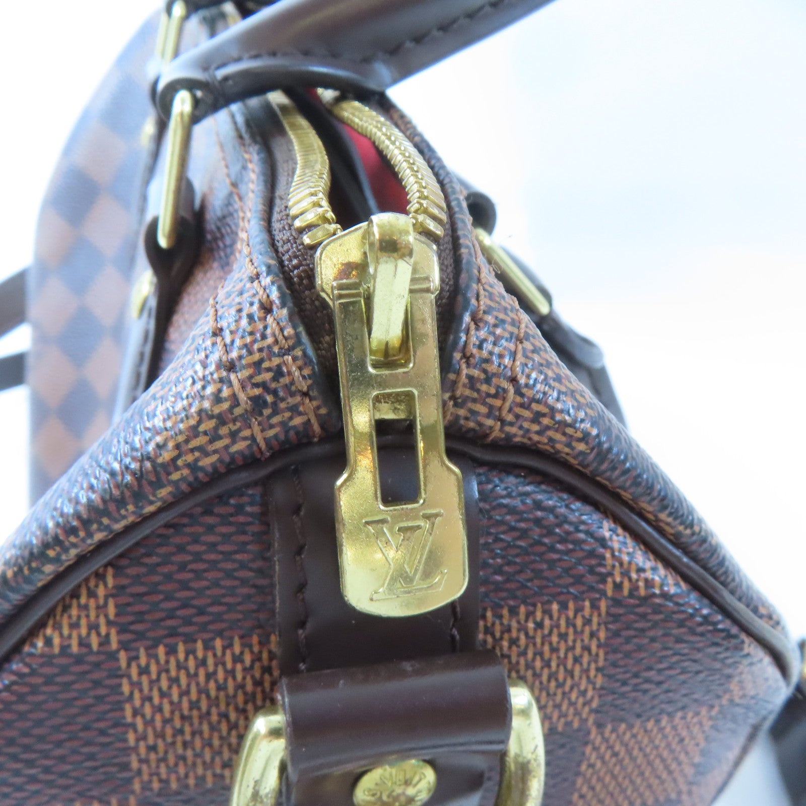 LOUIS VUITTON Damier Speedy Bandouliere 25金扣手挽肩背兩用袋啡色