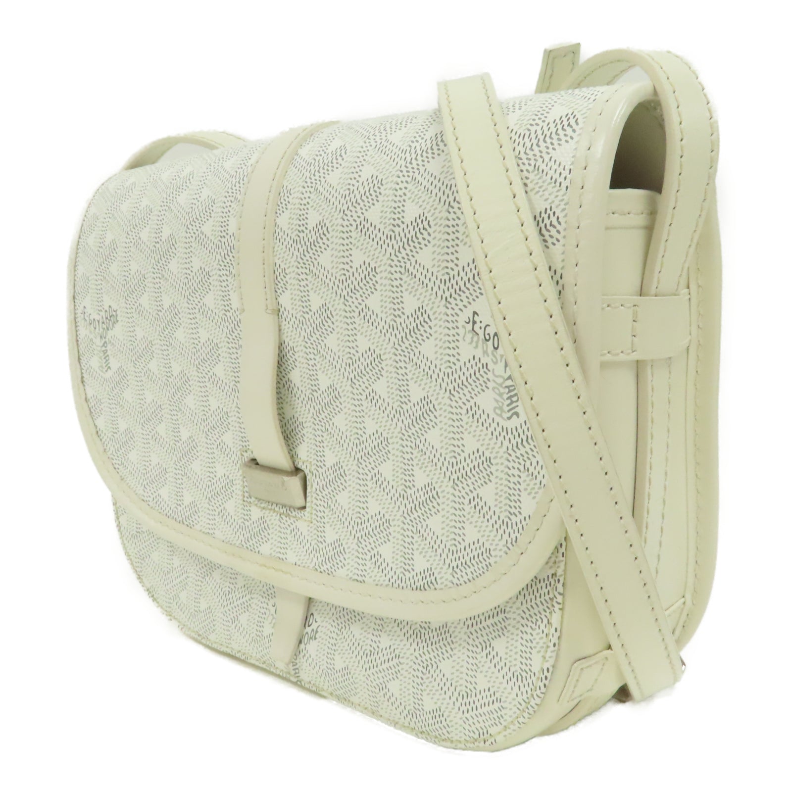 GOYARD 帆布Belvedere PM銀扣肩背袋白色