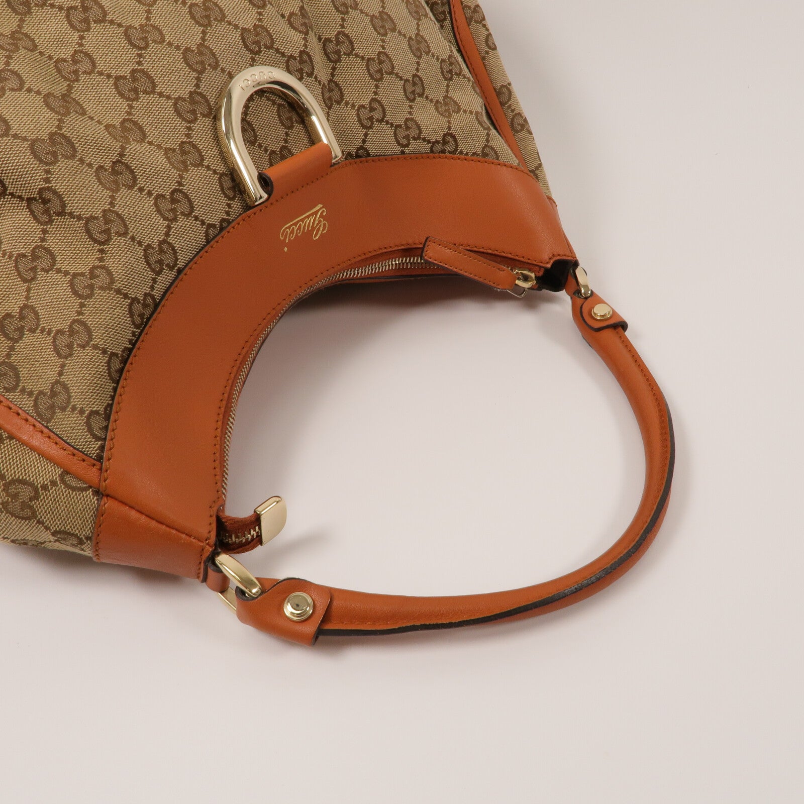 GUCCI 帆布/牛皮皮革D Ring Large肩背袋