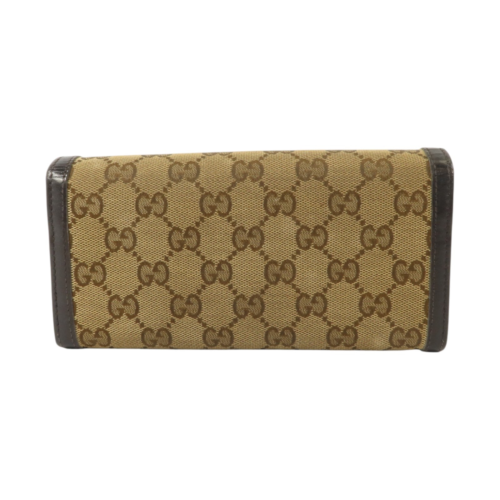 GUCCI GG帆布/牛皮皮革Long Walle金扣t長錢包