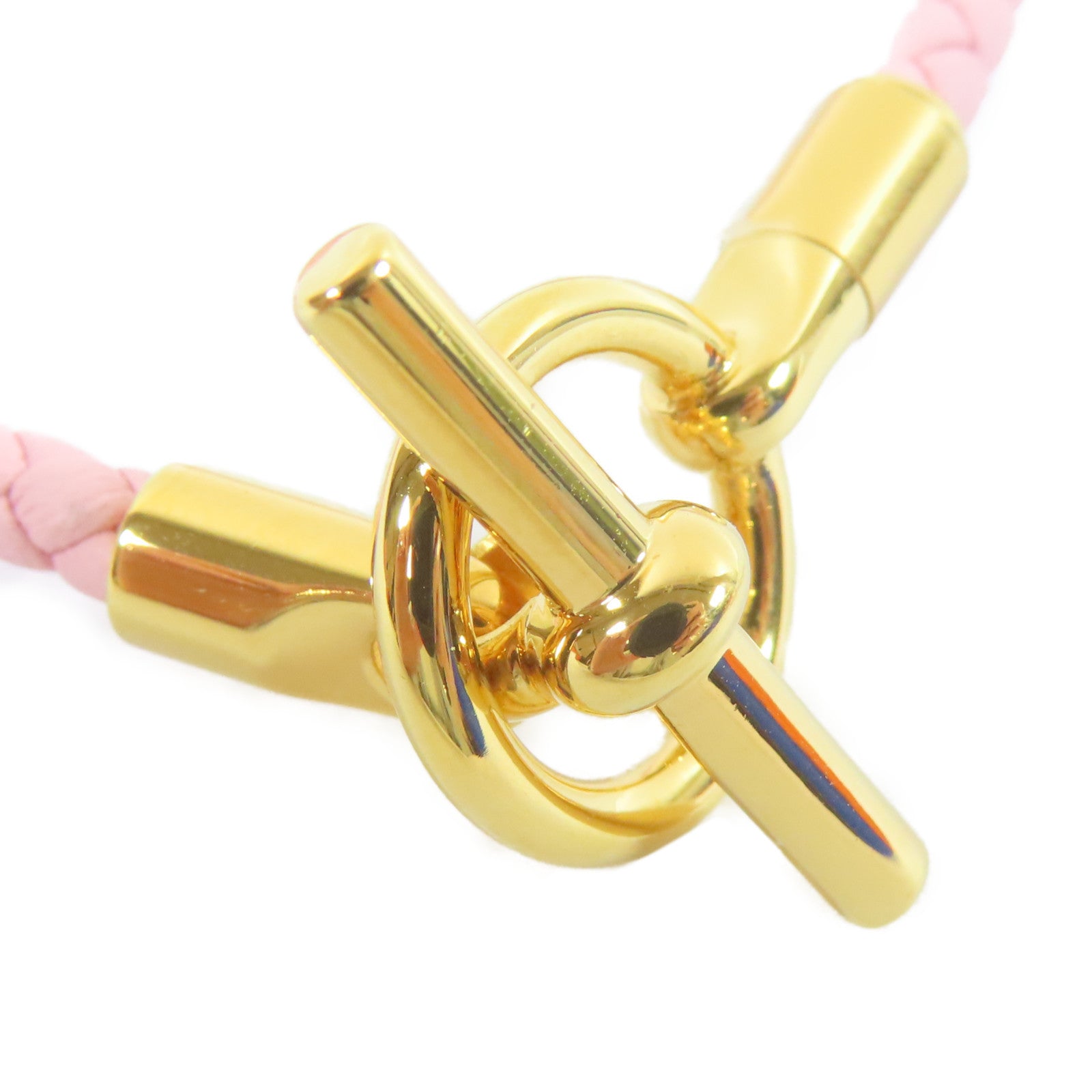 HERMES Swift皮革Glenan Bracelet金扣手鐲粉紅色#16cm