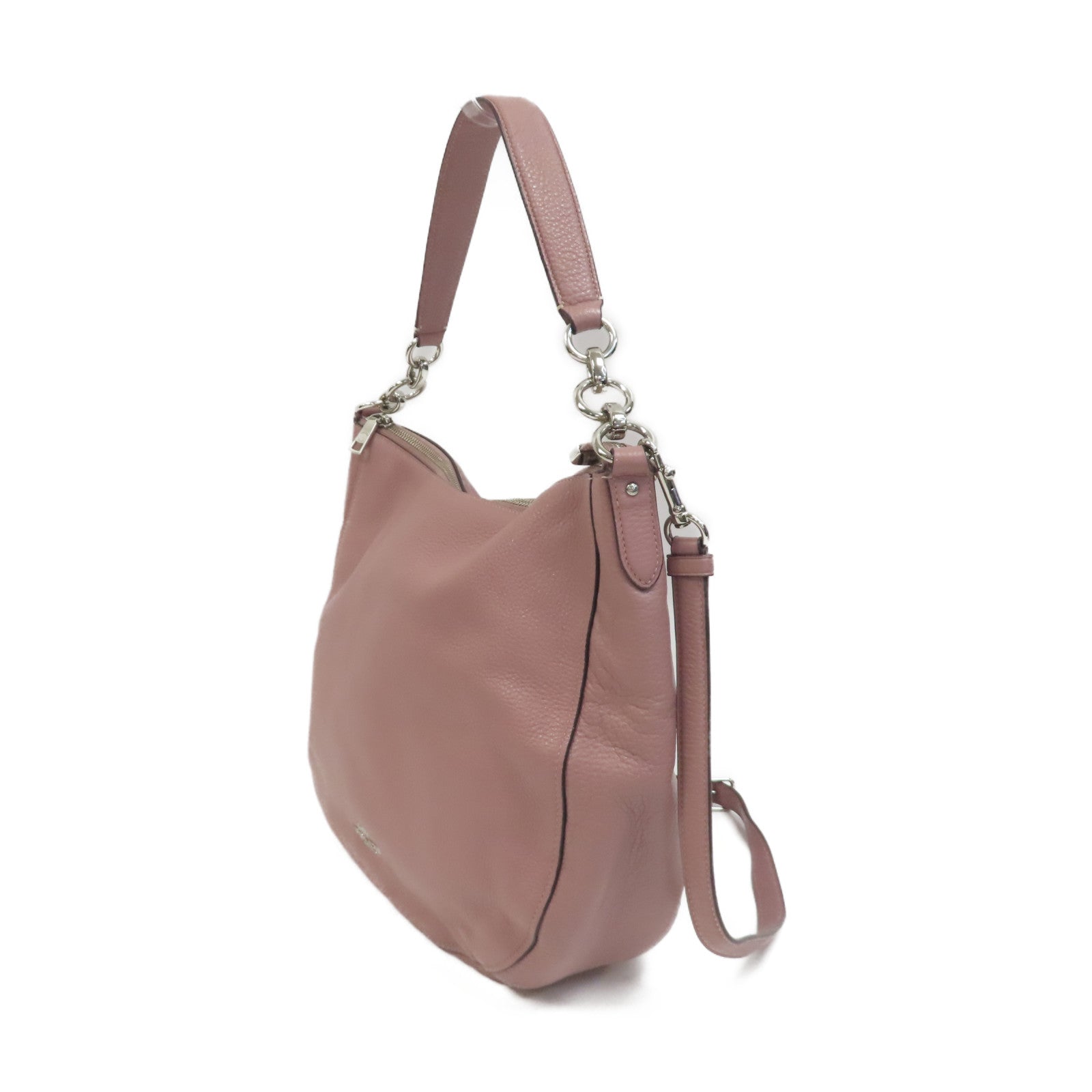 COACH 牛皮皮革Shoulder Bag銀扣手挽肩背兩用袋粉紅色