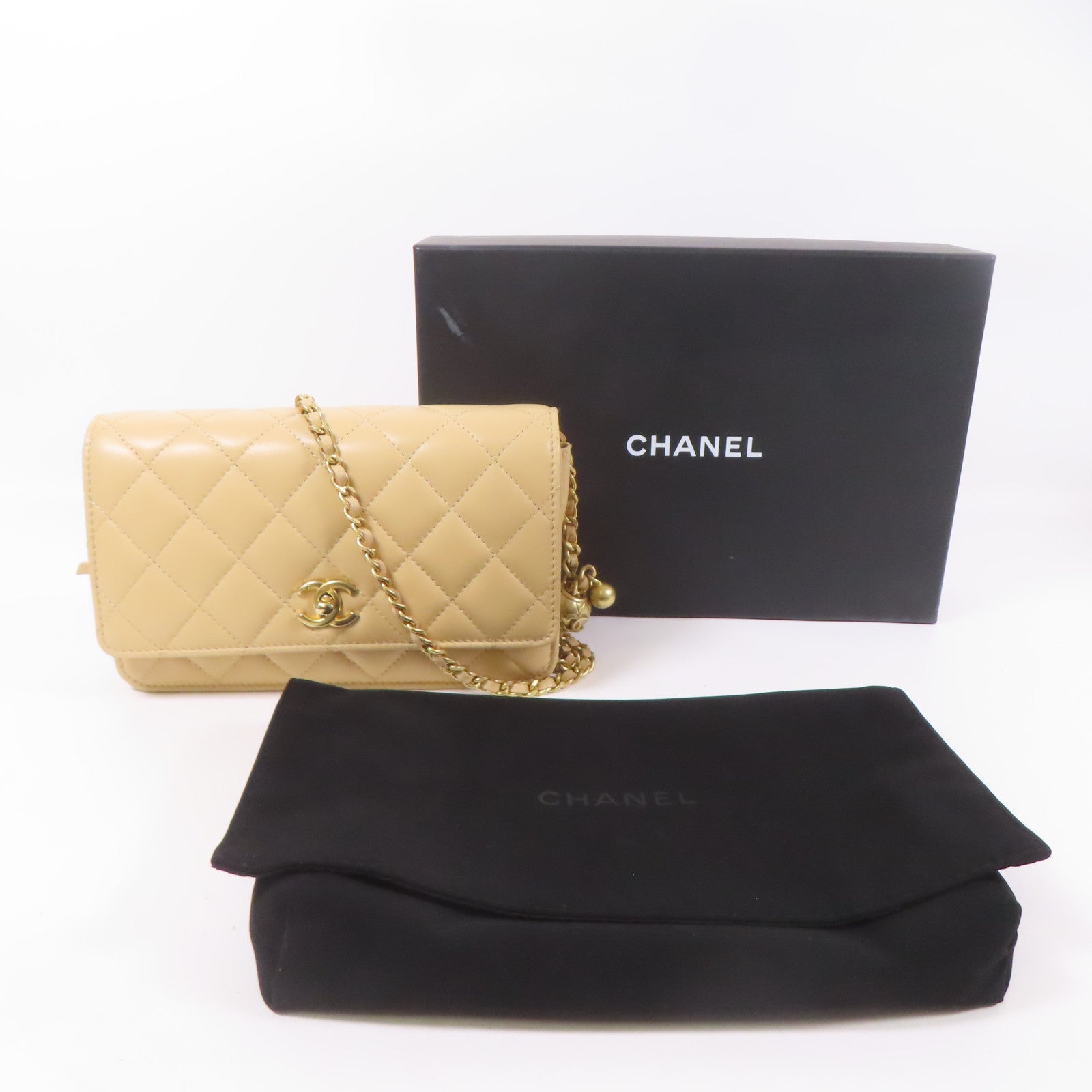 CHANEL 羊皮皮革WOC Wallet On Chain金扣鏈帶肩背袋