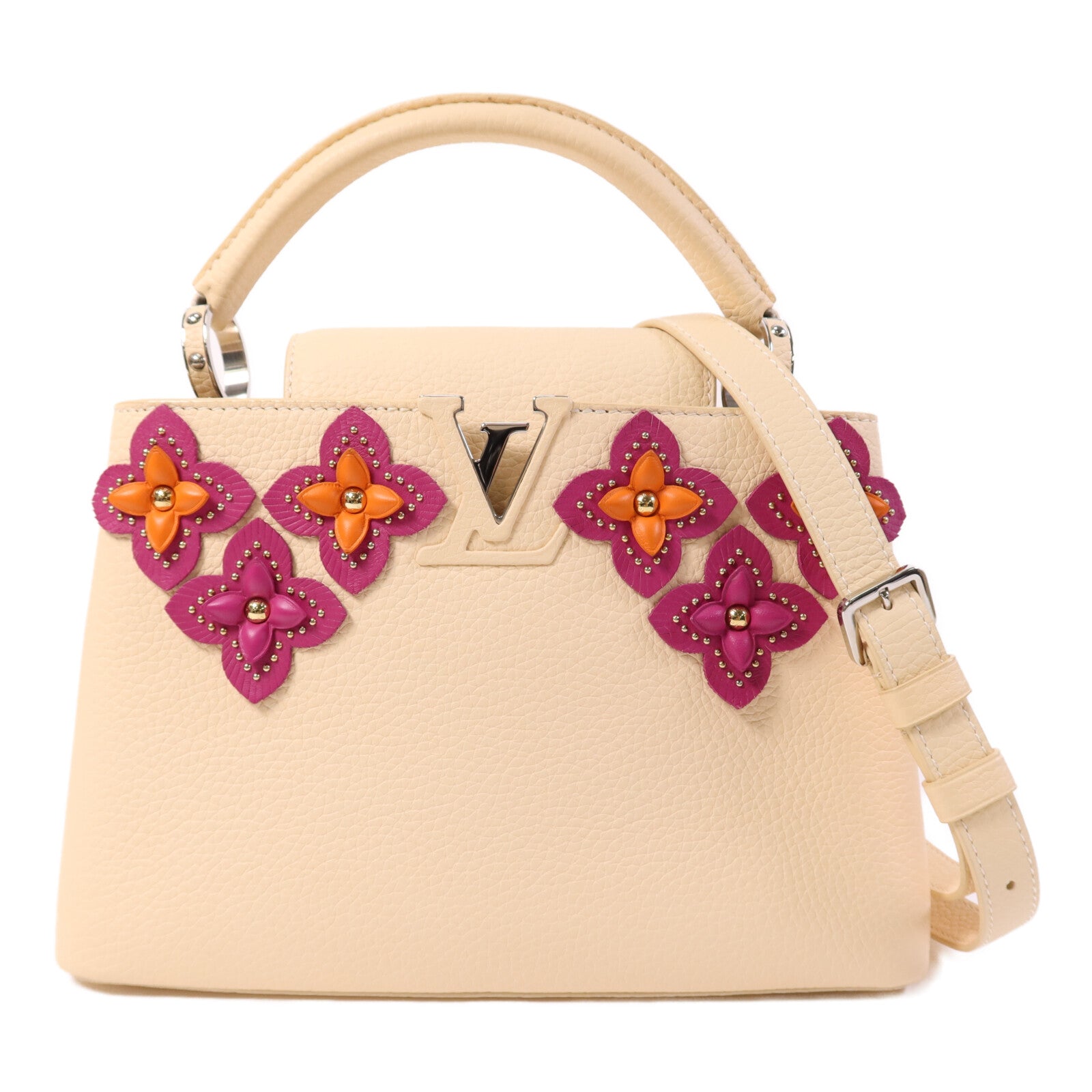 LOUIS VUITTON 【激減優惠】Taurillon Capucines BB銀扣手挽肩背兩用袋