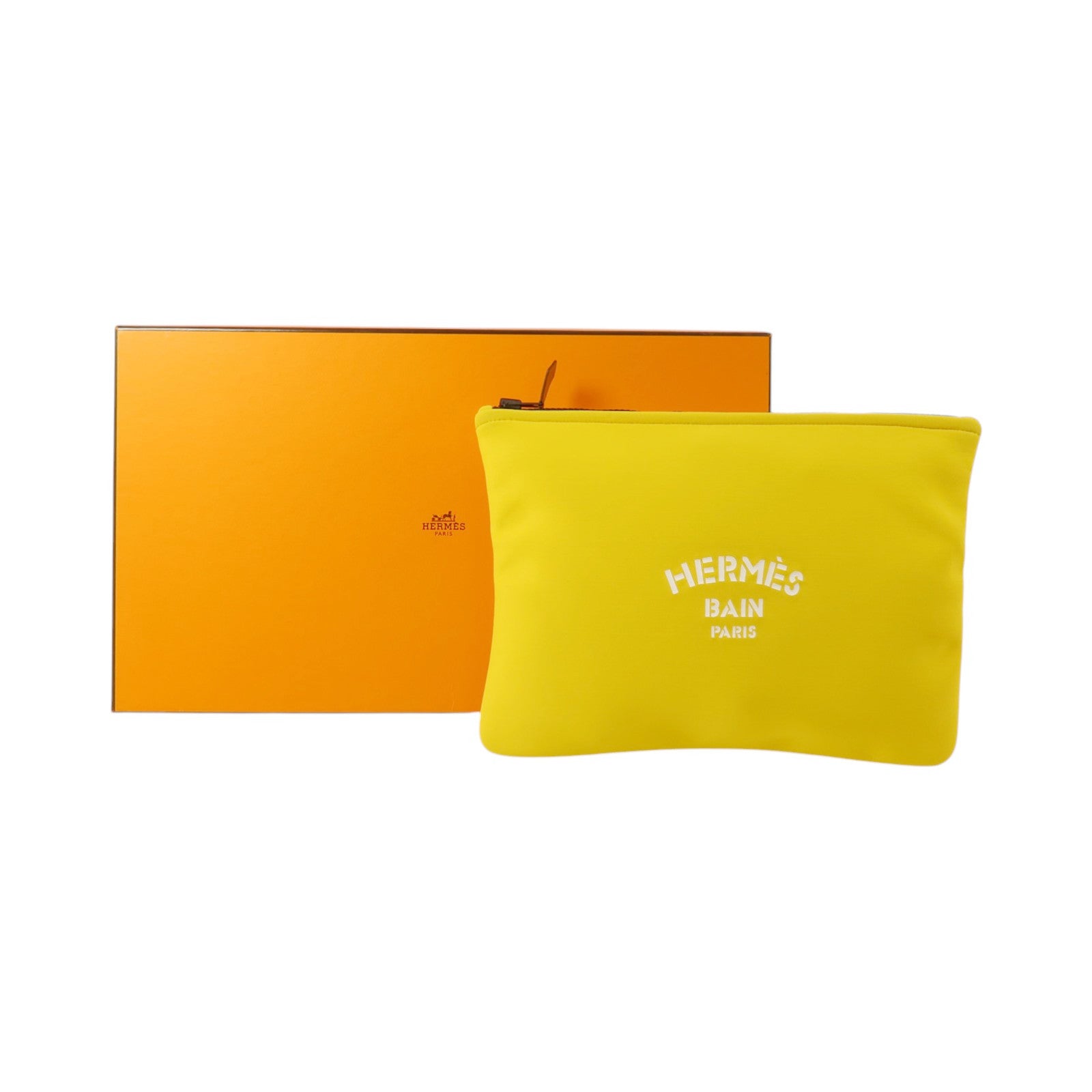 HERMES 尼龍Neobain Case MM手拿包Jaune Ambre