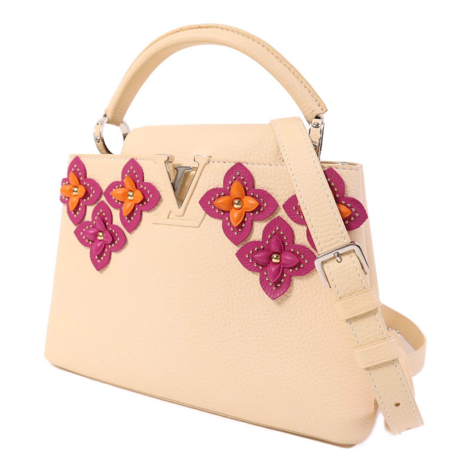 LOUIS VUITTON 【激減優惠】Taurillon Capucines BB銀扣手挽肩背兩用袋