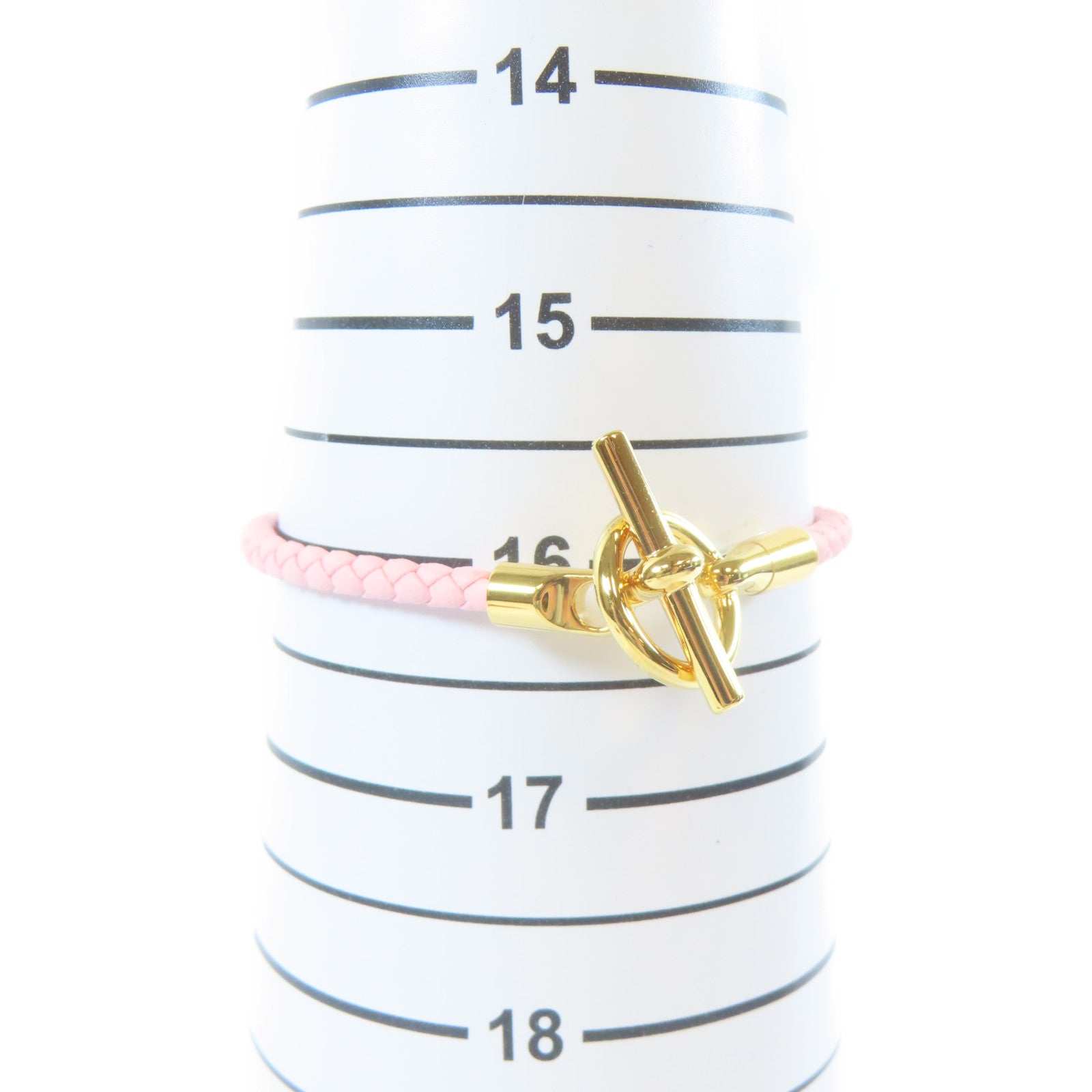 HERMES Swift皮革Glenan Bracelet金扣手鐲粉紅色#16cm