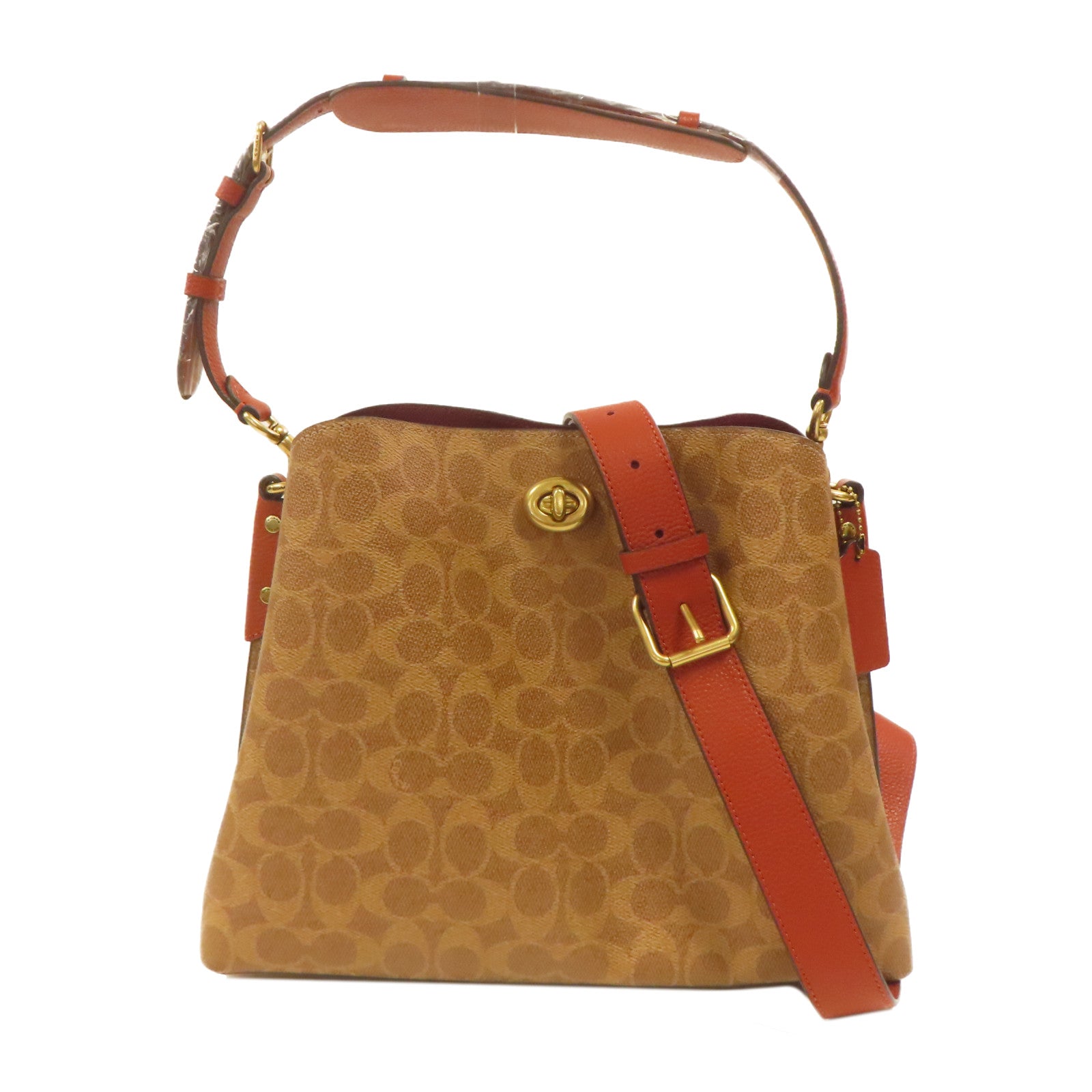 COACH 塗層帆布Shoulder Bag金扣手挽肩背兩用袋啡色