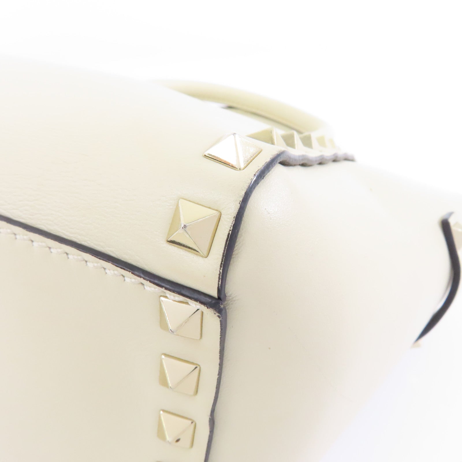 Valentino 牛皮皮革2 Way Shoulder金扣手挽肩背兩用袋白色