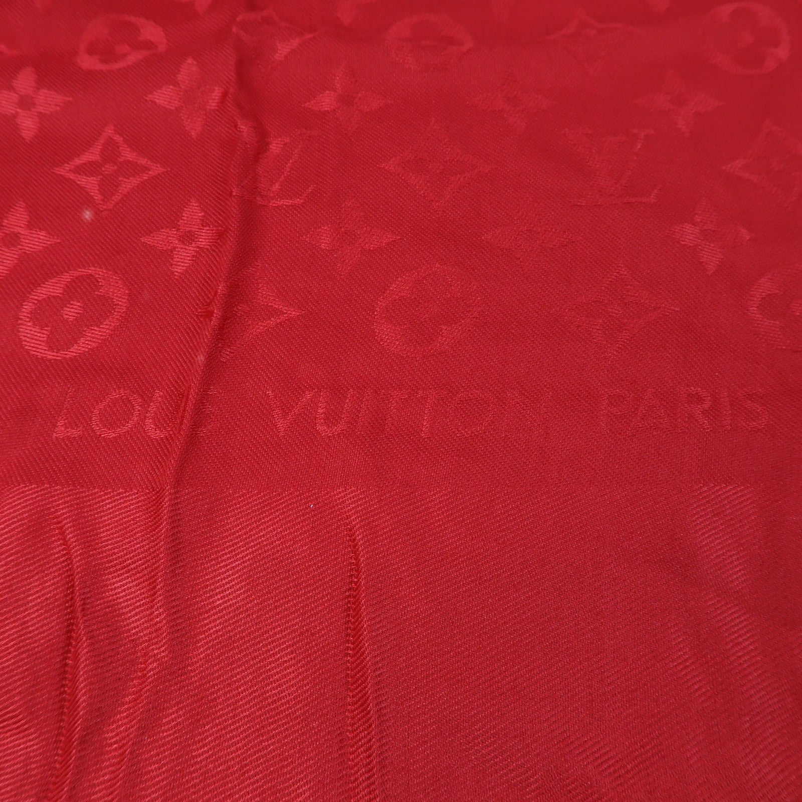 LOUIS VUITTON 絲質/羊毛Monogram Shawl Scarf 140x140圍巾紅色