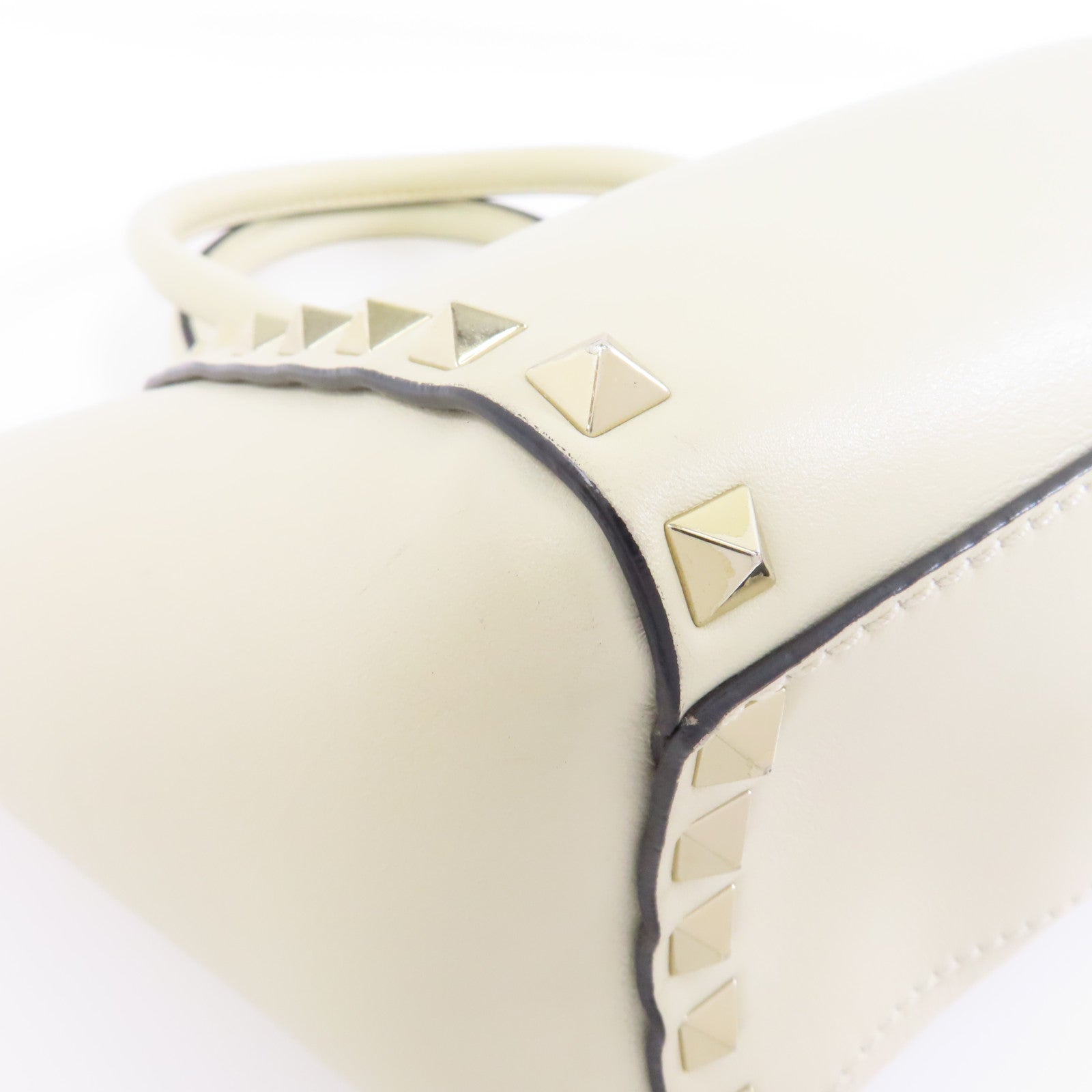 Valentino 牛皮皮革2 Way Shoulder金扣手挽肩背兩用袋白色