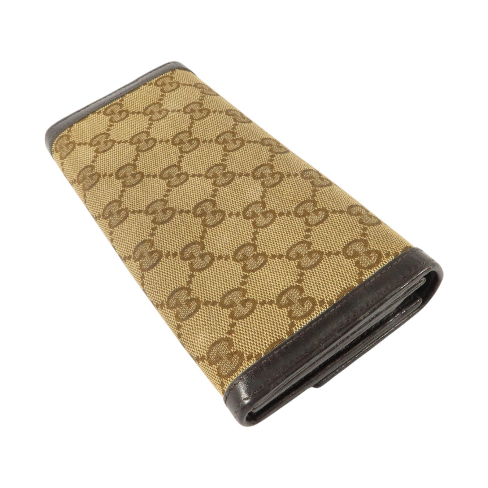 GUCCI GG帆布/牛皮皮革Long Walle金扣t長錢包