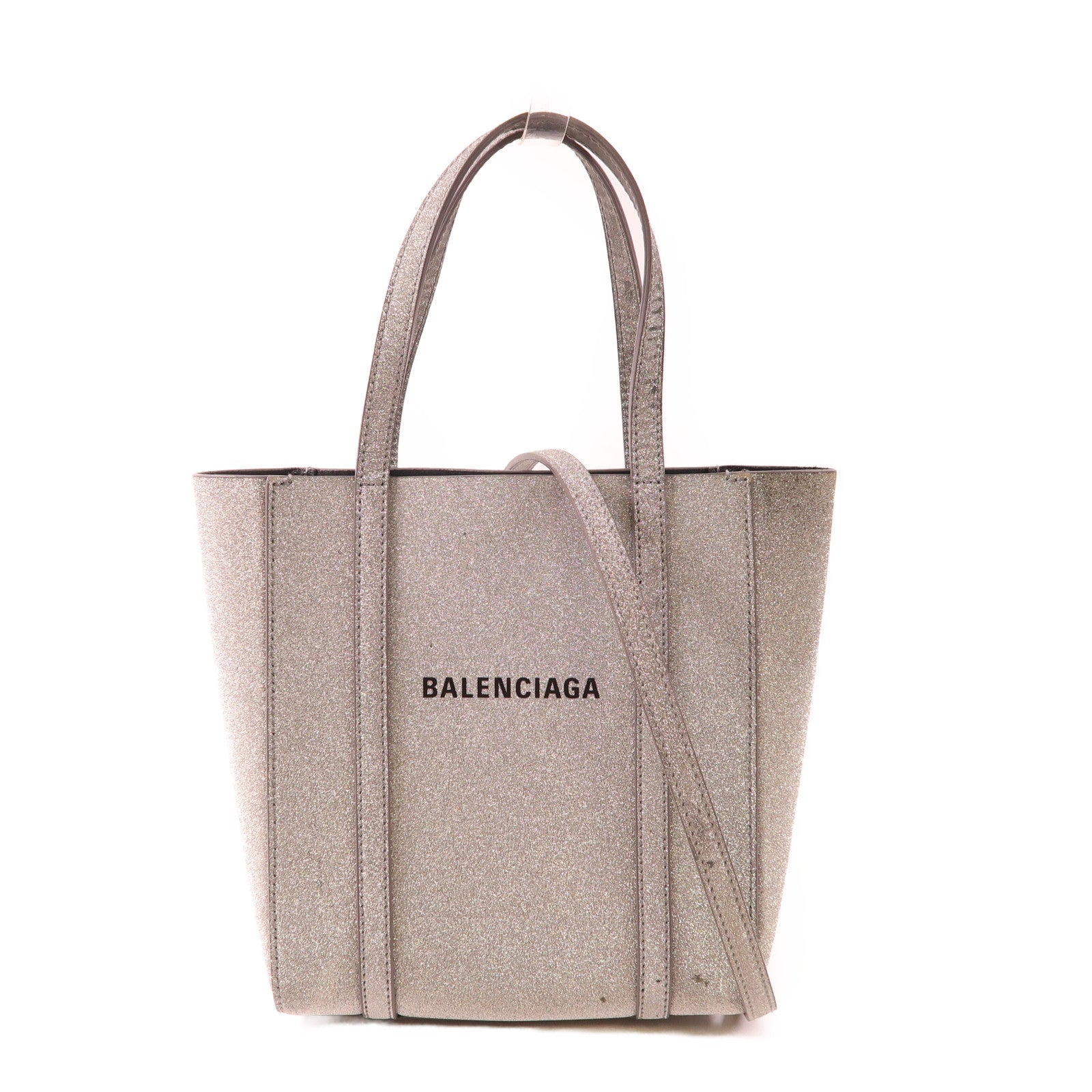 BALENCIAGA 2 Way Bag Leather Silver