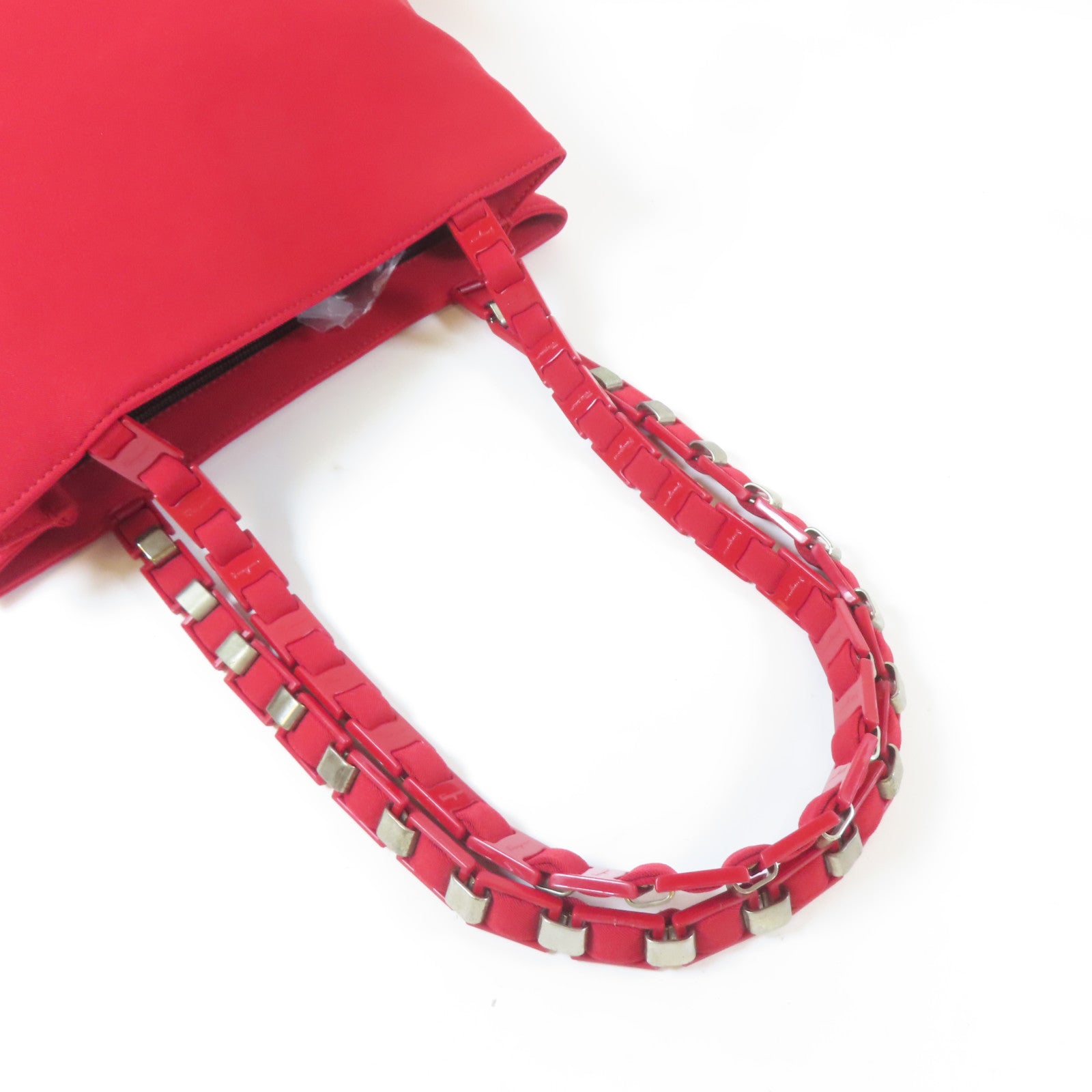 Salvatore Ferragamo 帆布Shoulder Bag銀扣肩背袋紅色