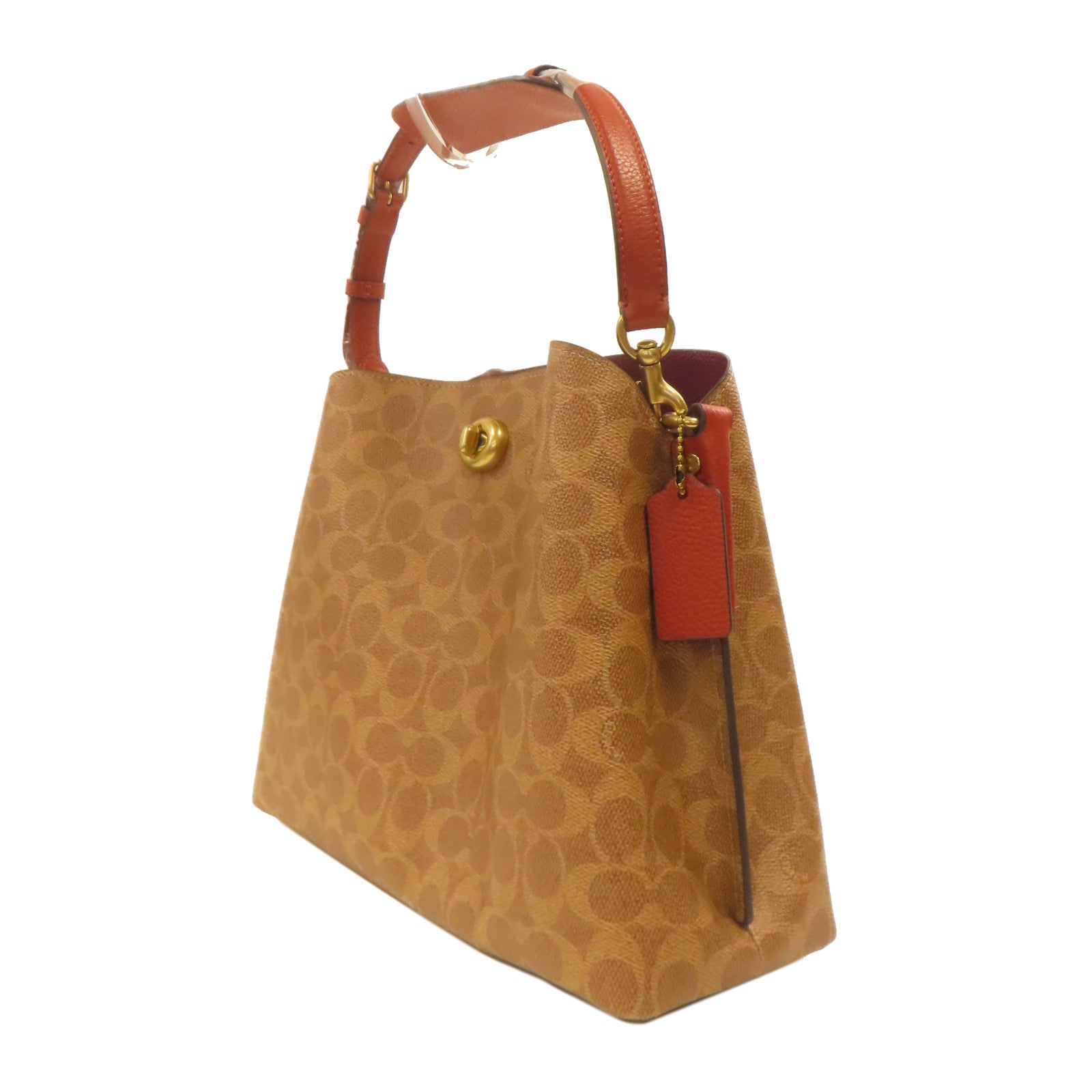 COACH 塗層帆布Shoulder Bag金扣手挽肩背兩用袋啡色