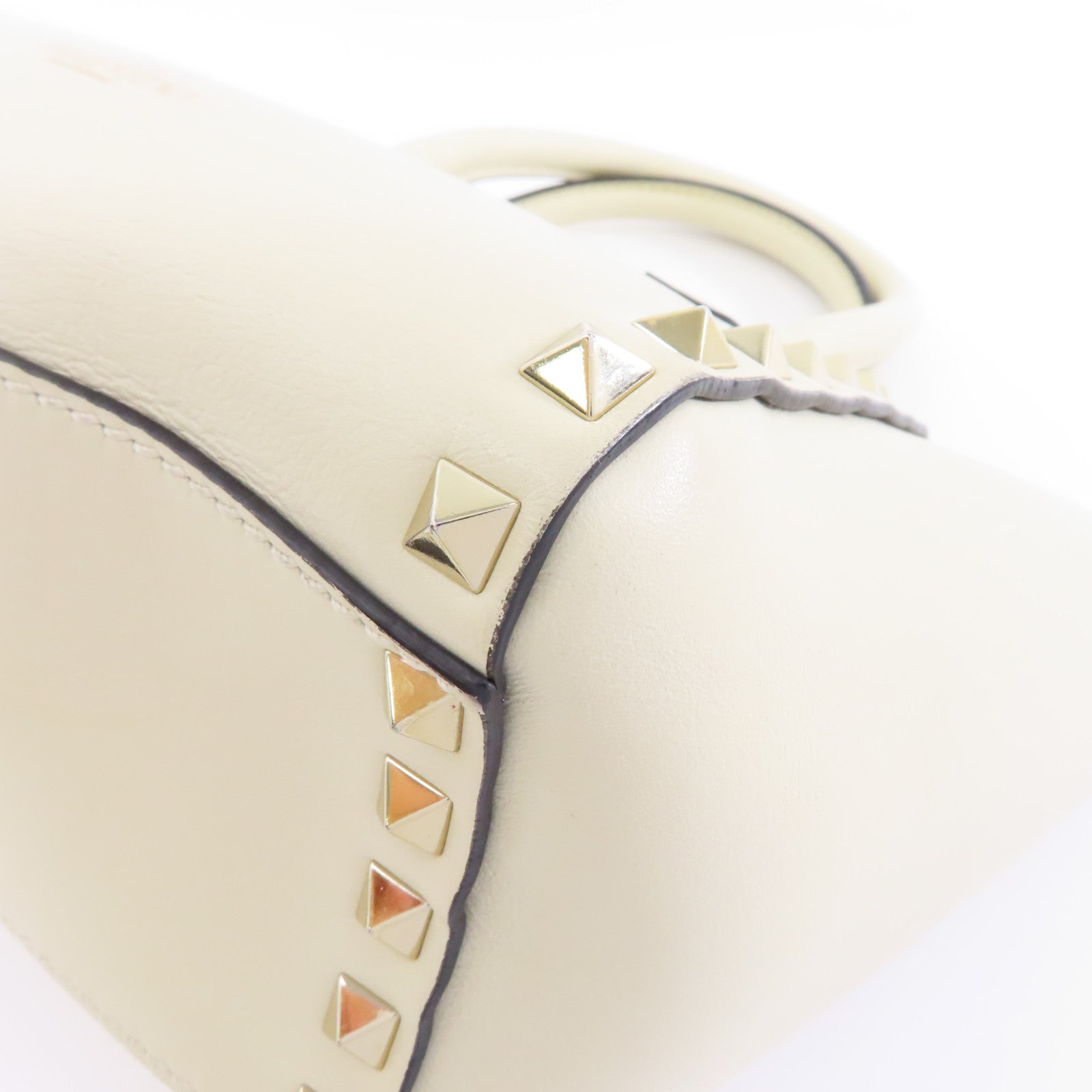 Valentino 牛皮皮革2 Way Shoulder金扣手挽肩背兩用袋白色